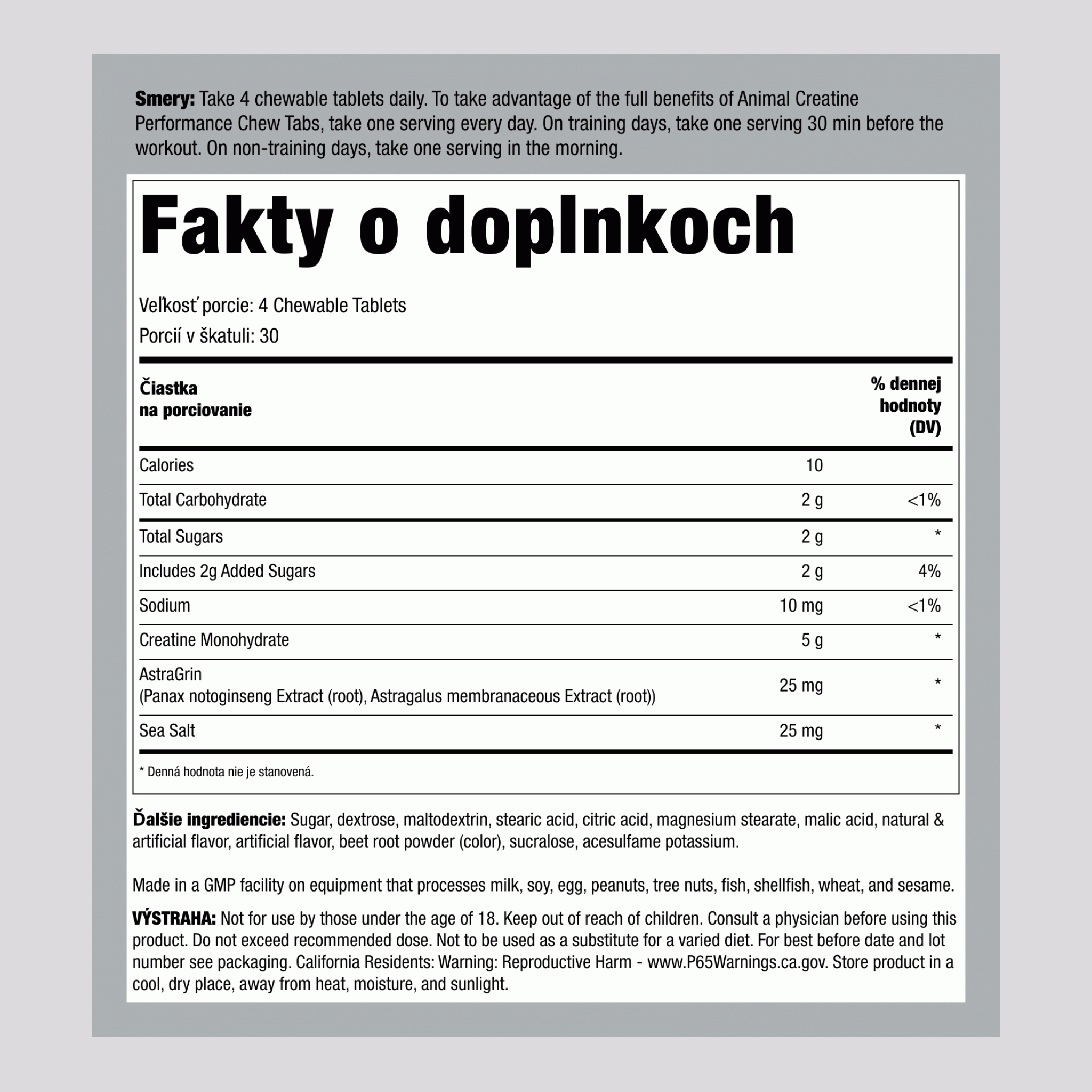 Žuvací kreatín Animal – ovocná zmes 120 Žuvacie tablety   