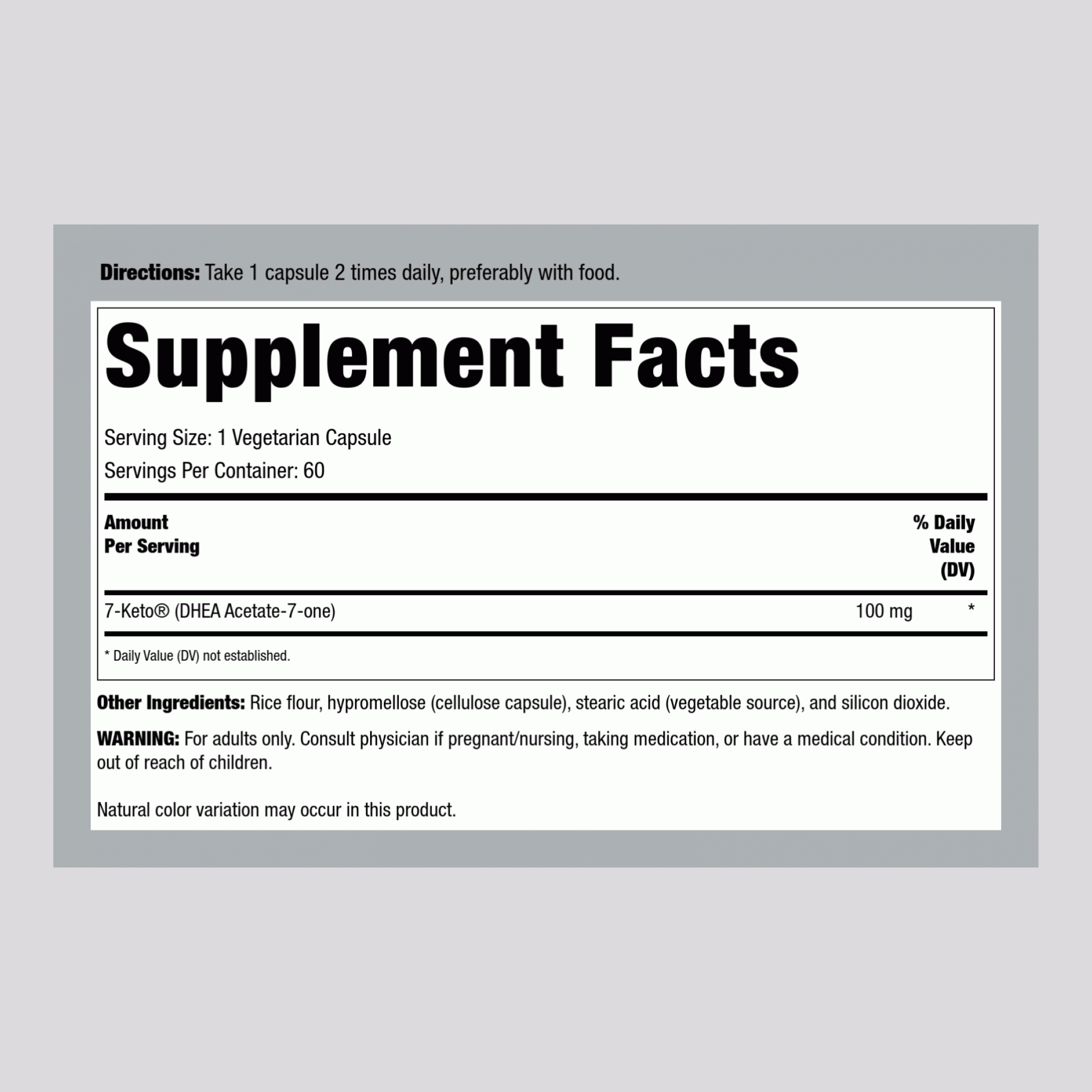 7-Keto DHEA, 100 mg, 60 Vegetarian Capsules