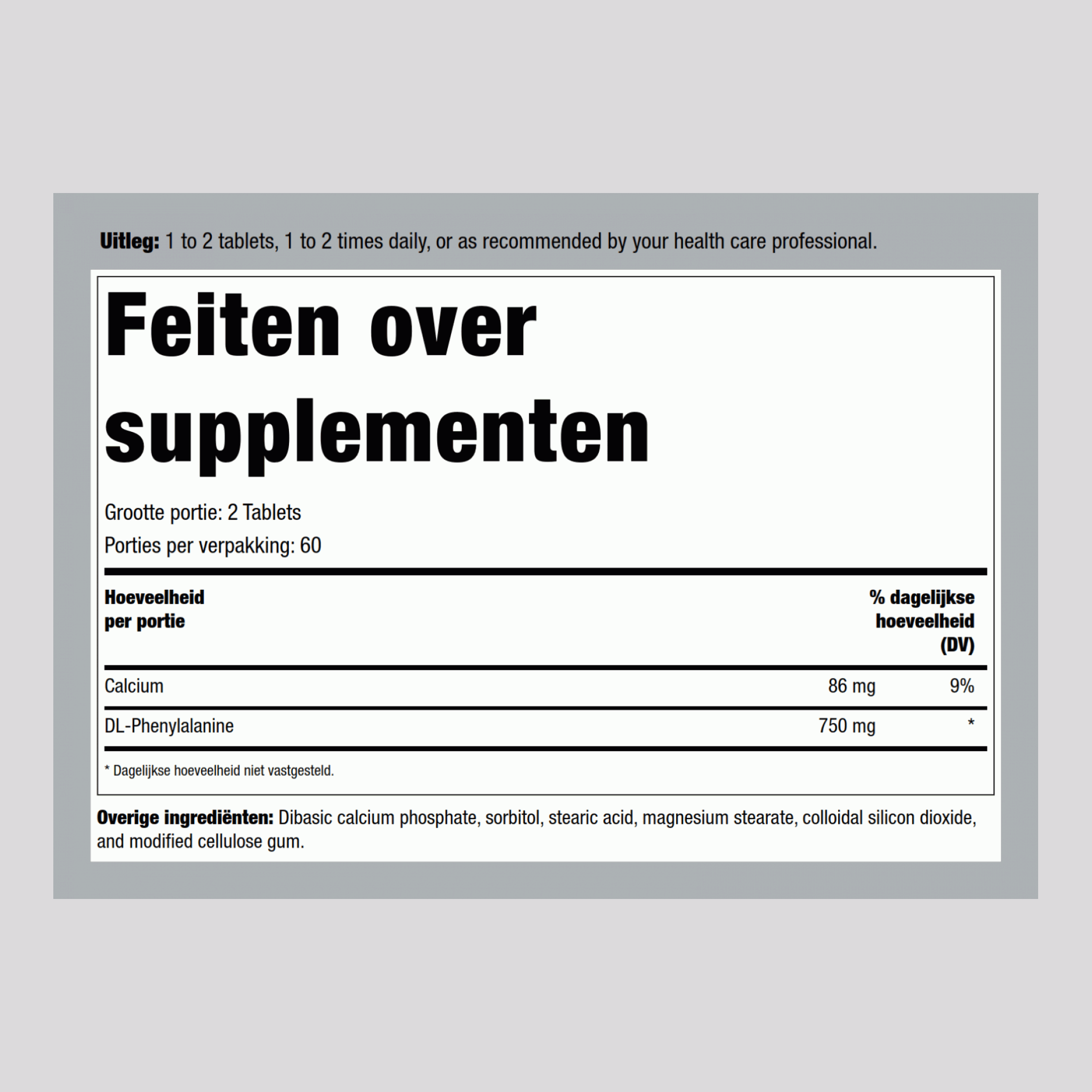 DL-Phenylalanine (DLPA), 375 mg, 120 Tablets