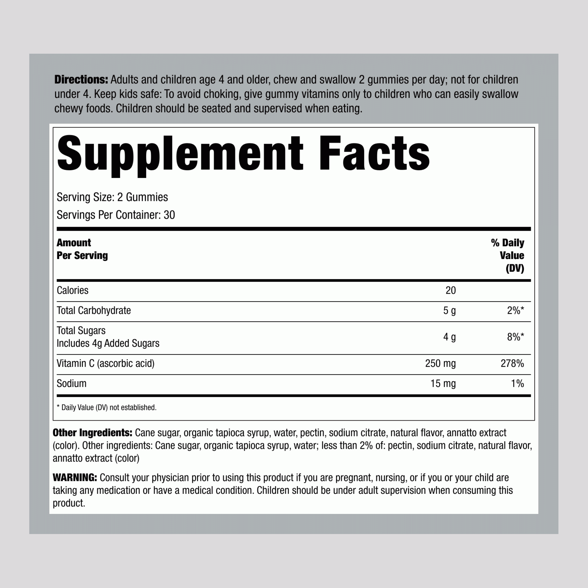 Vitamin C High Potency (Citrus), 60 Vegan Gummies