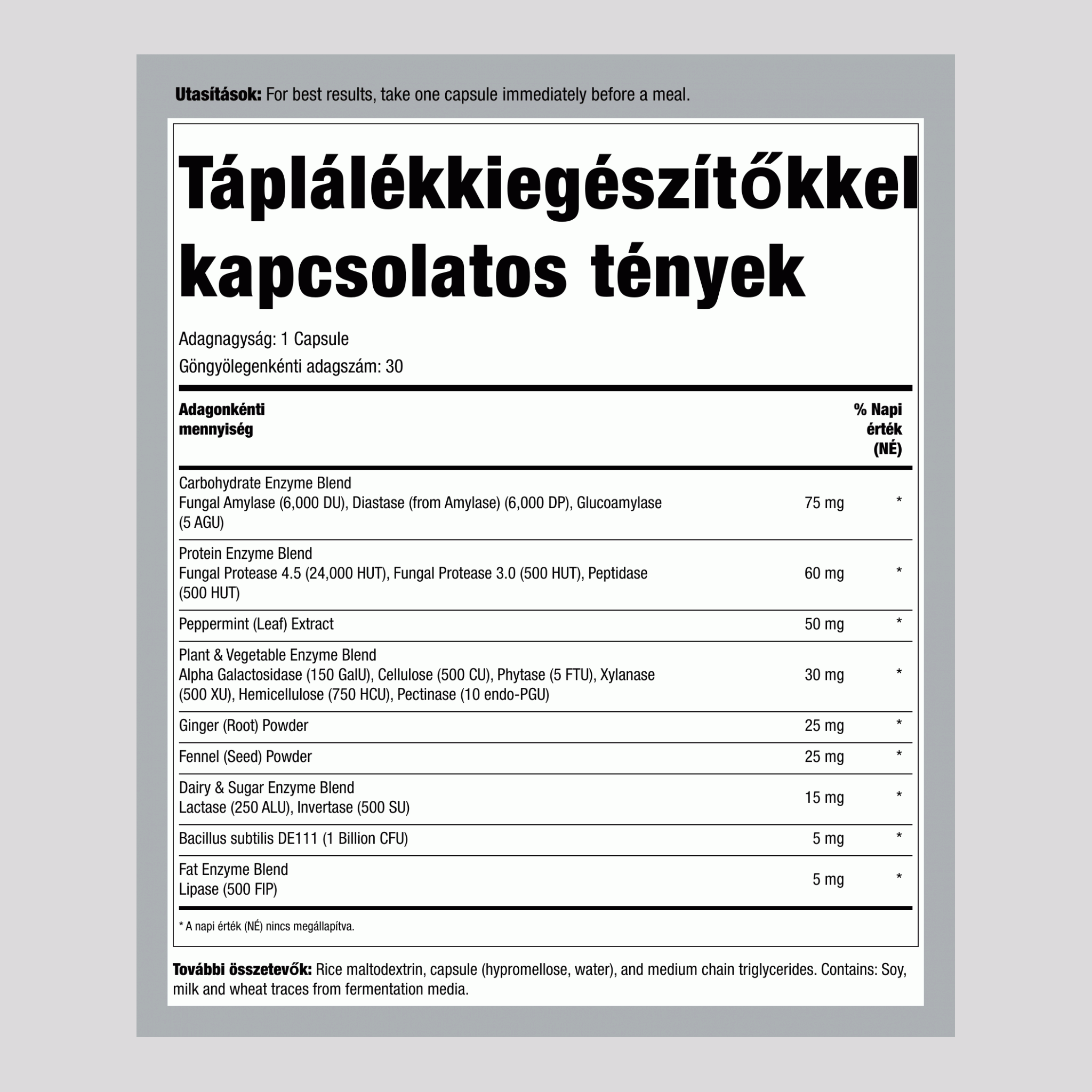 Emésztő Duo Probiotikum + Multi Enzim, 30 Vegetáriánus Kapszula