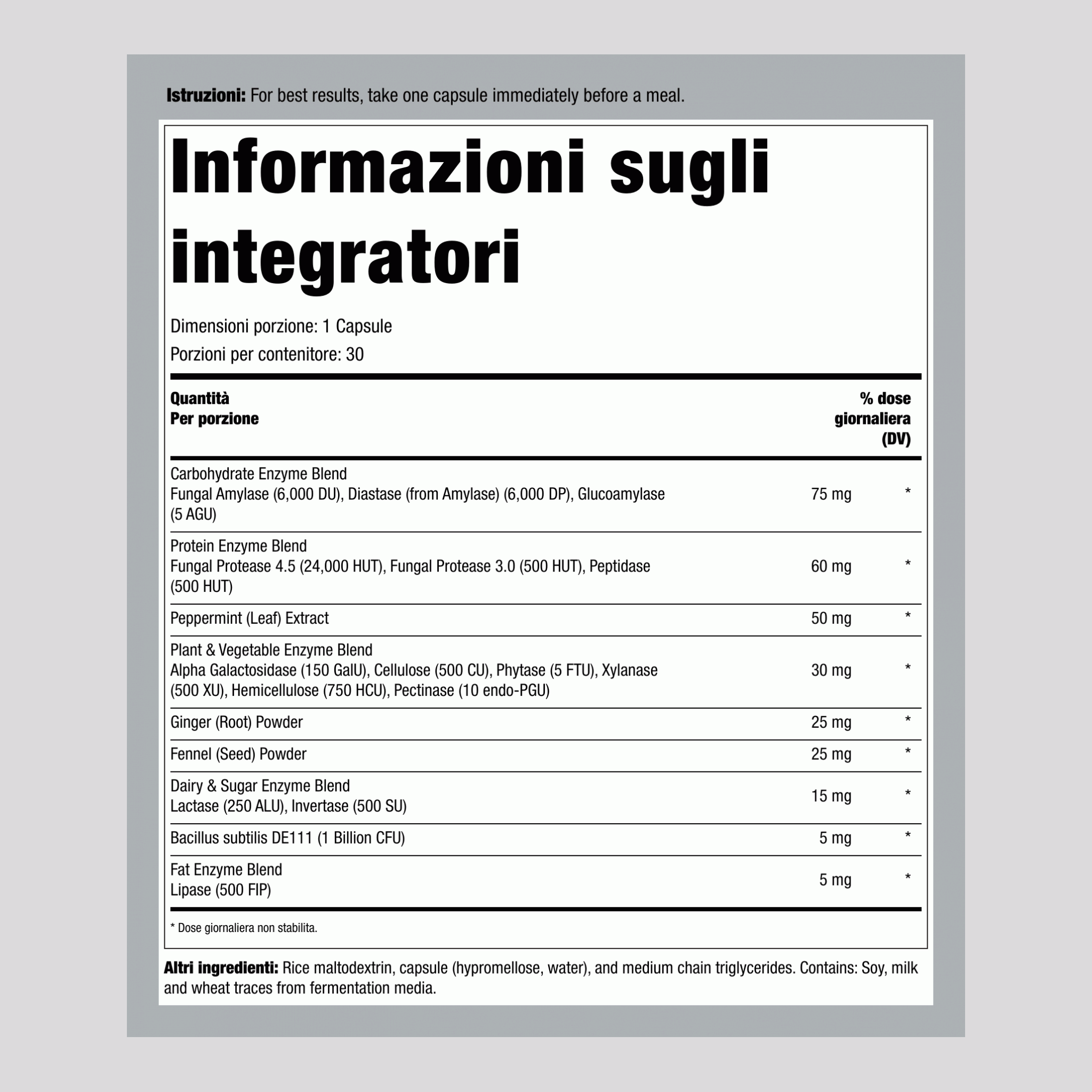 Duo Digestivo Probiotico + Multi Enzima, 30 Capsule Vegetariane
