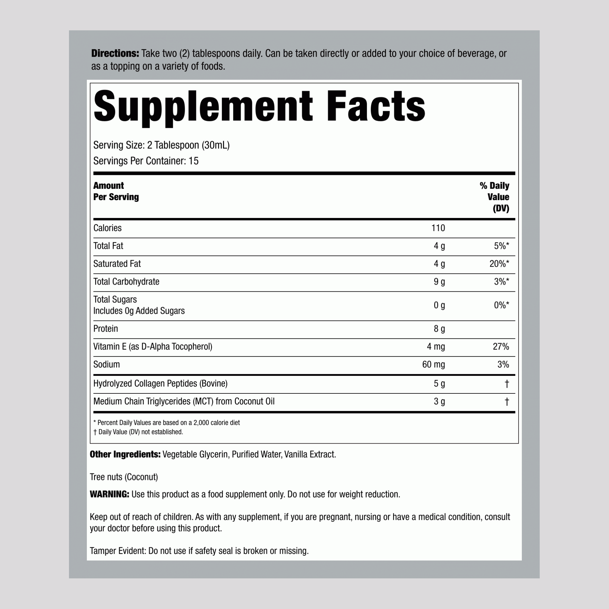 Collagen + MCT (Vanilla), 15.2 fl oz (450 mL) Bottle