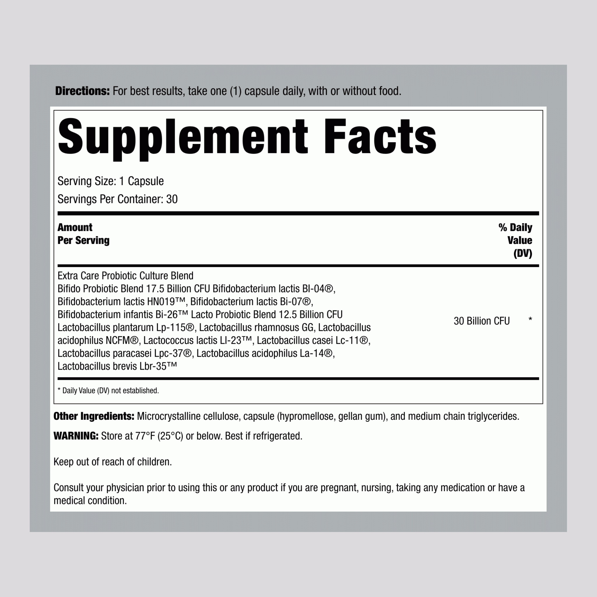Probiotic 30 Billion CFU, 30 Capsules