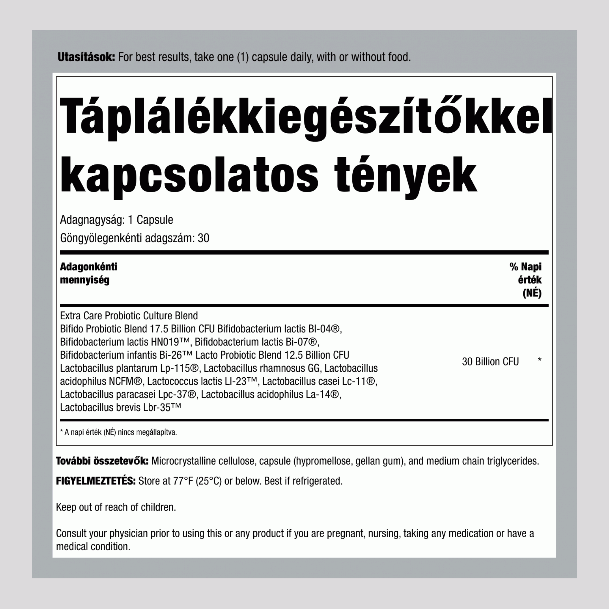 Probiotikum 30 milliárd CFU, 30 kapszula
