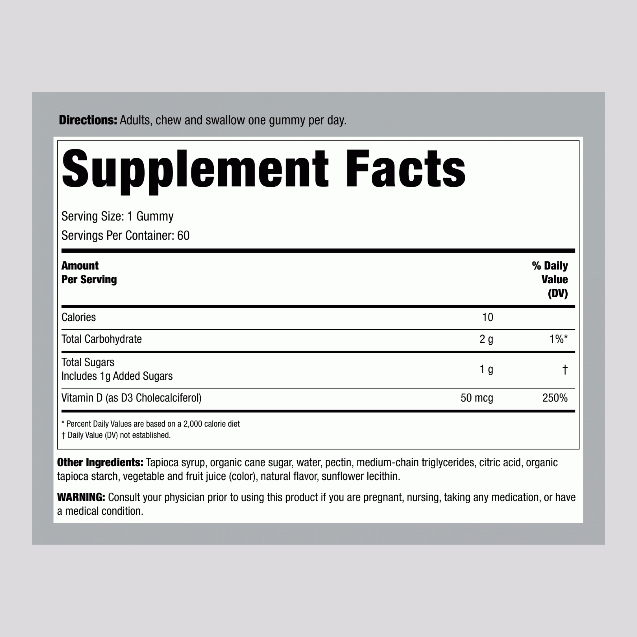 High Potency Vitamin D3 (Peach), 2000 IU, 60 Vegetarian Gummies