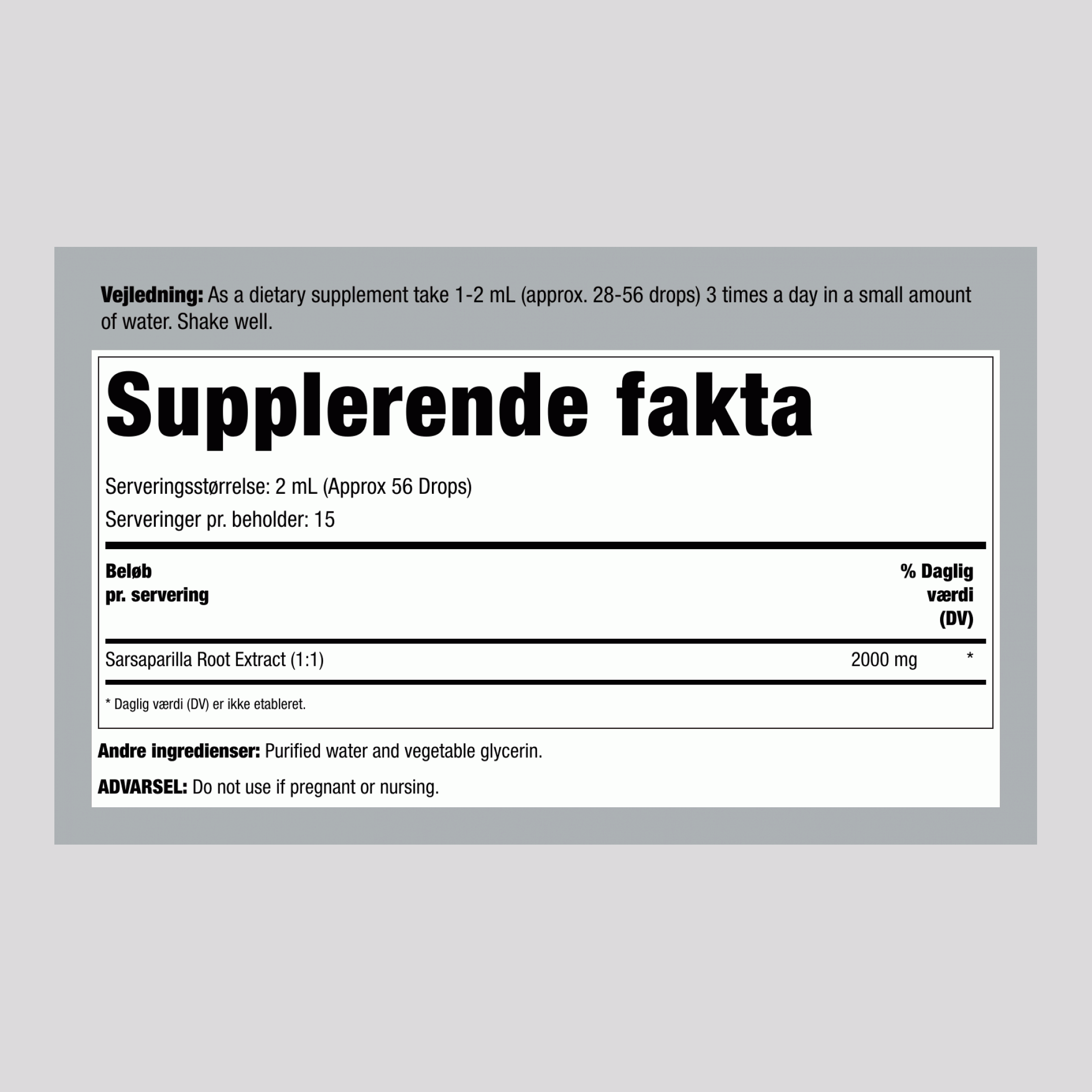 Sarsaparilla Rod Flydende Ekstrakt Uden Alkohol, 1 fl oz (30 ml) Dråbeflaske