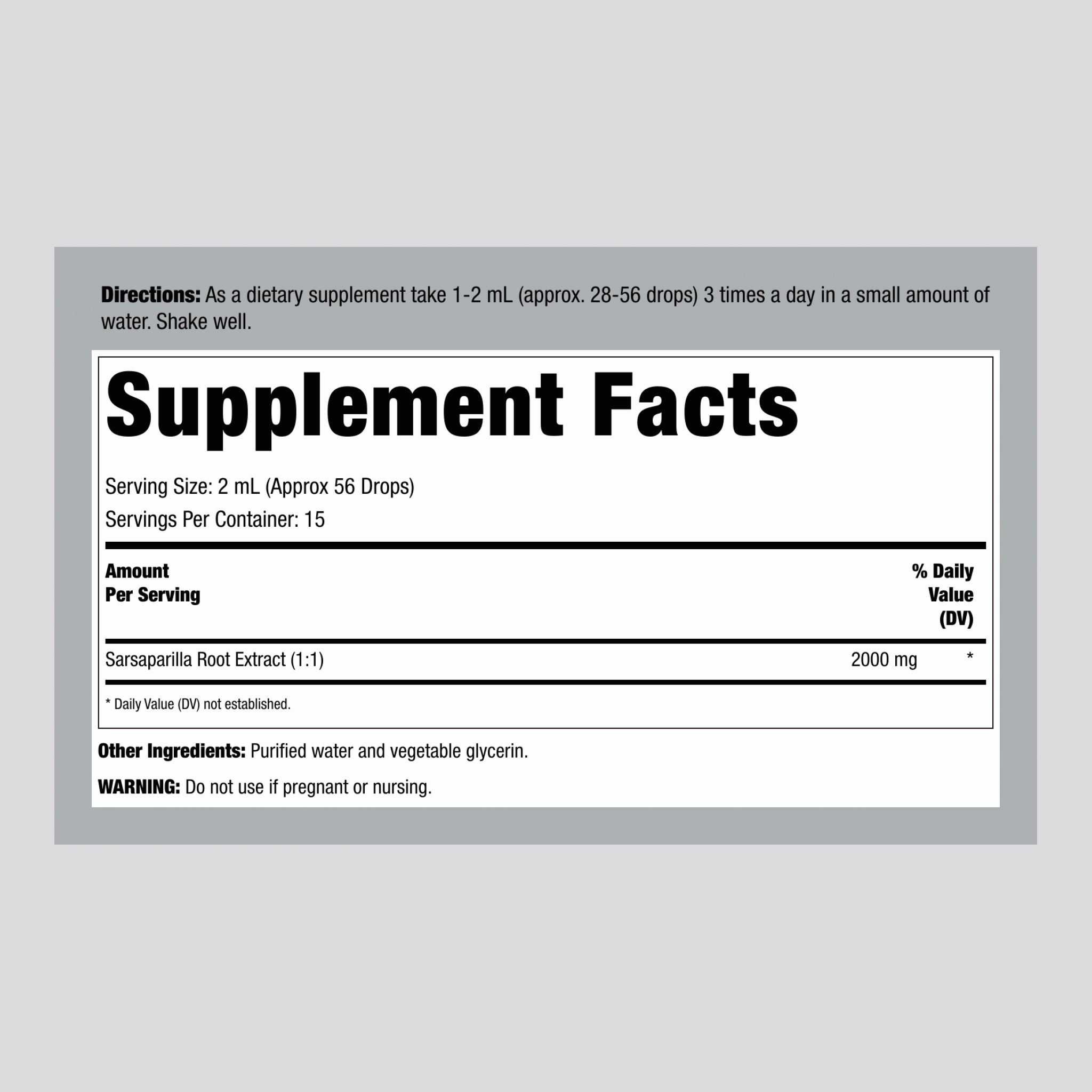 無酒精土茯苓根液體萃取物，1液量盎司（30毫升）滴瓶