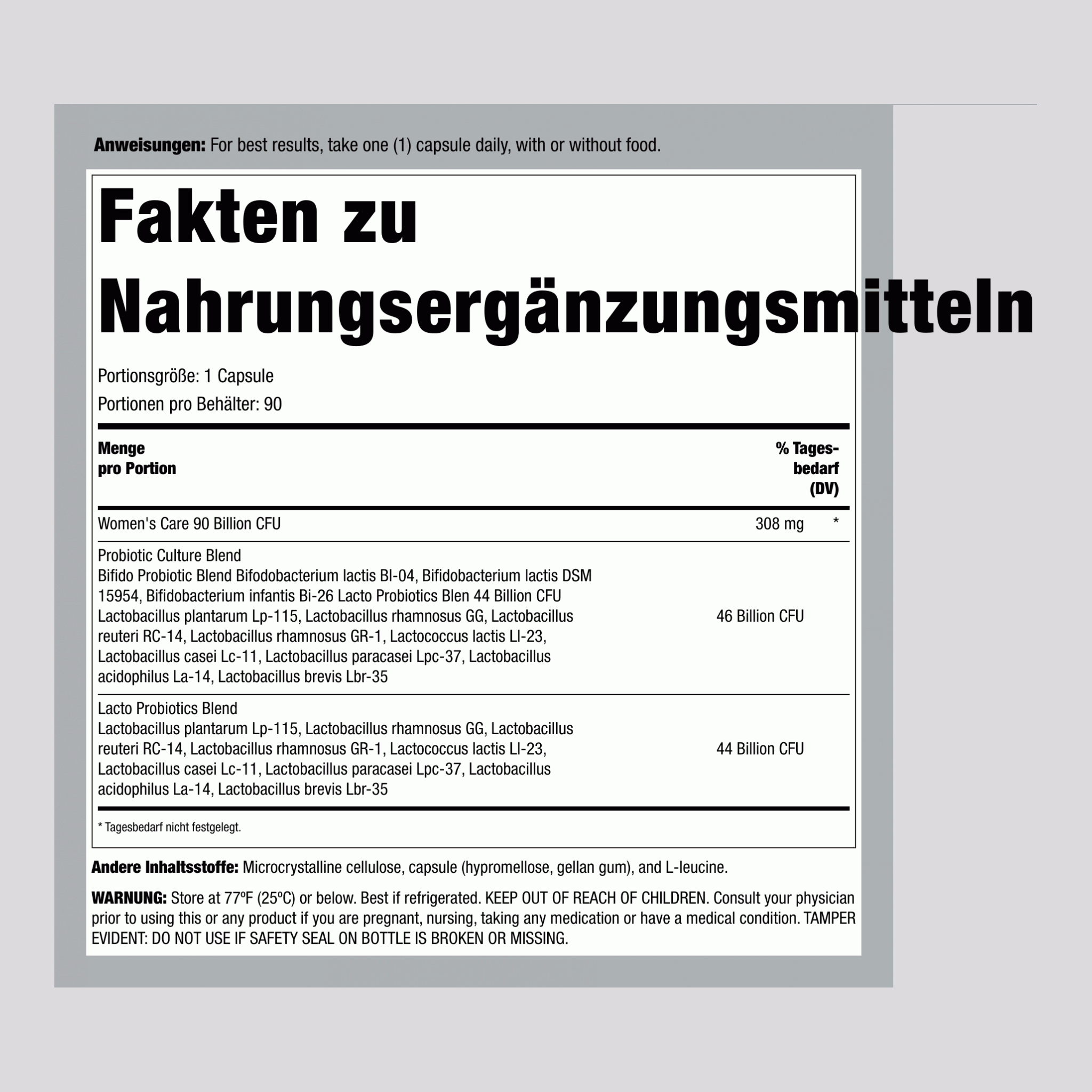 Frauen Probiotikum 25 Milliarden KBE, 90 vegetarische Kapseln