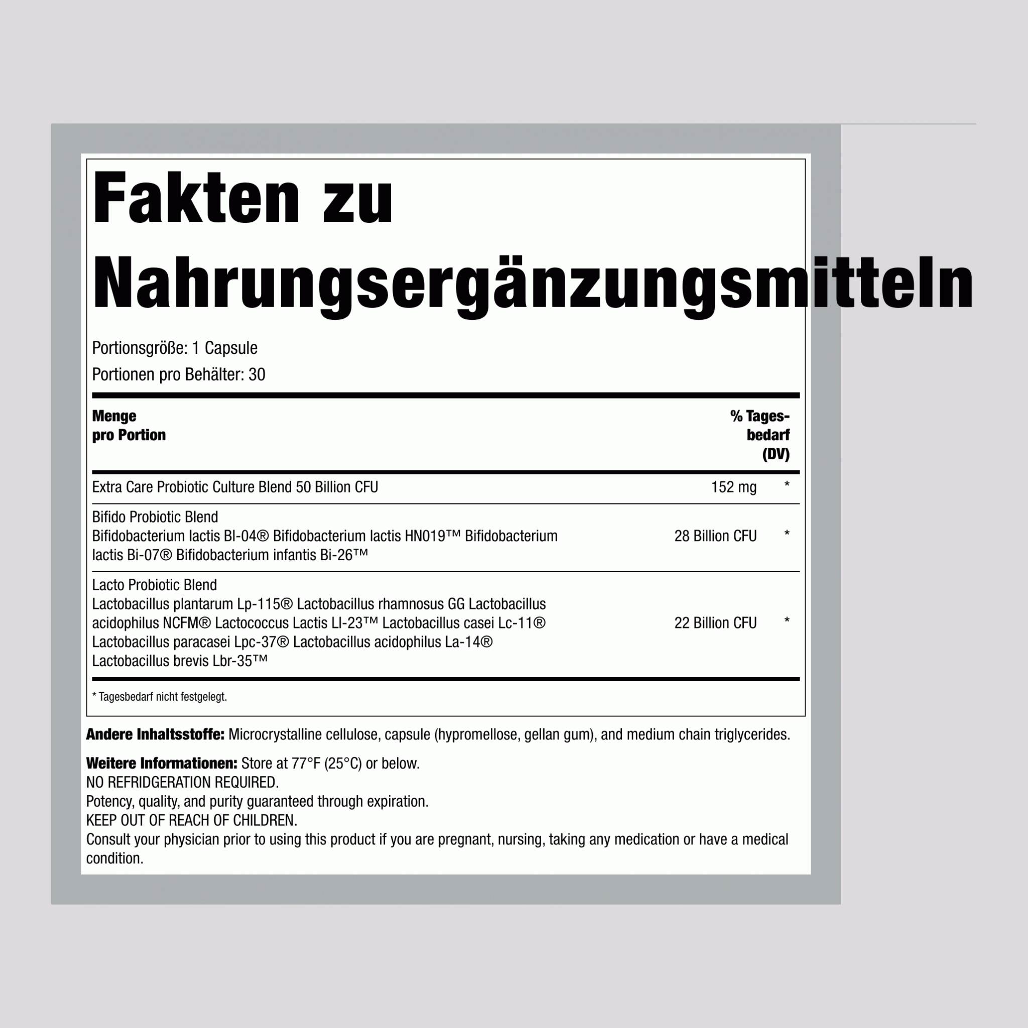 Probiotikum 50 Milliarden KBE Go-Pack, 30 vegetarische Kapseln