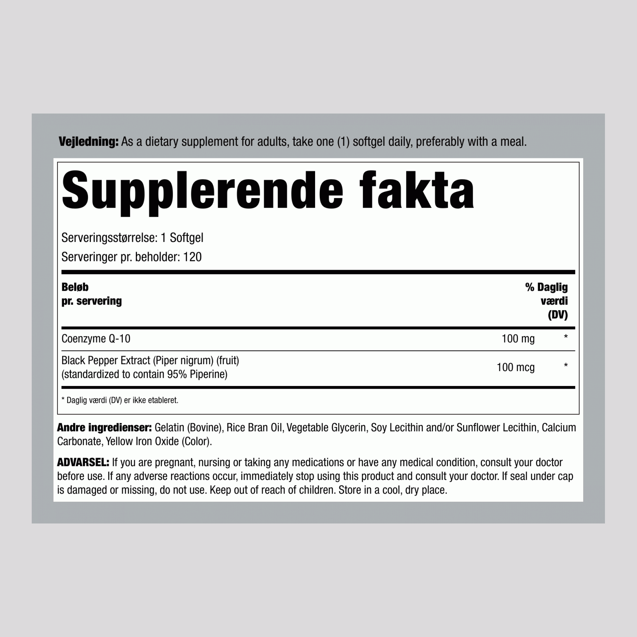 CoQ10, 100 mg, 120 bløde kapsler