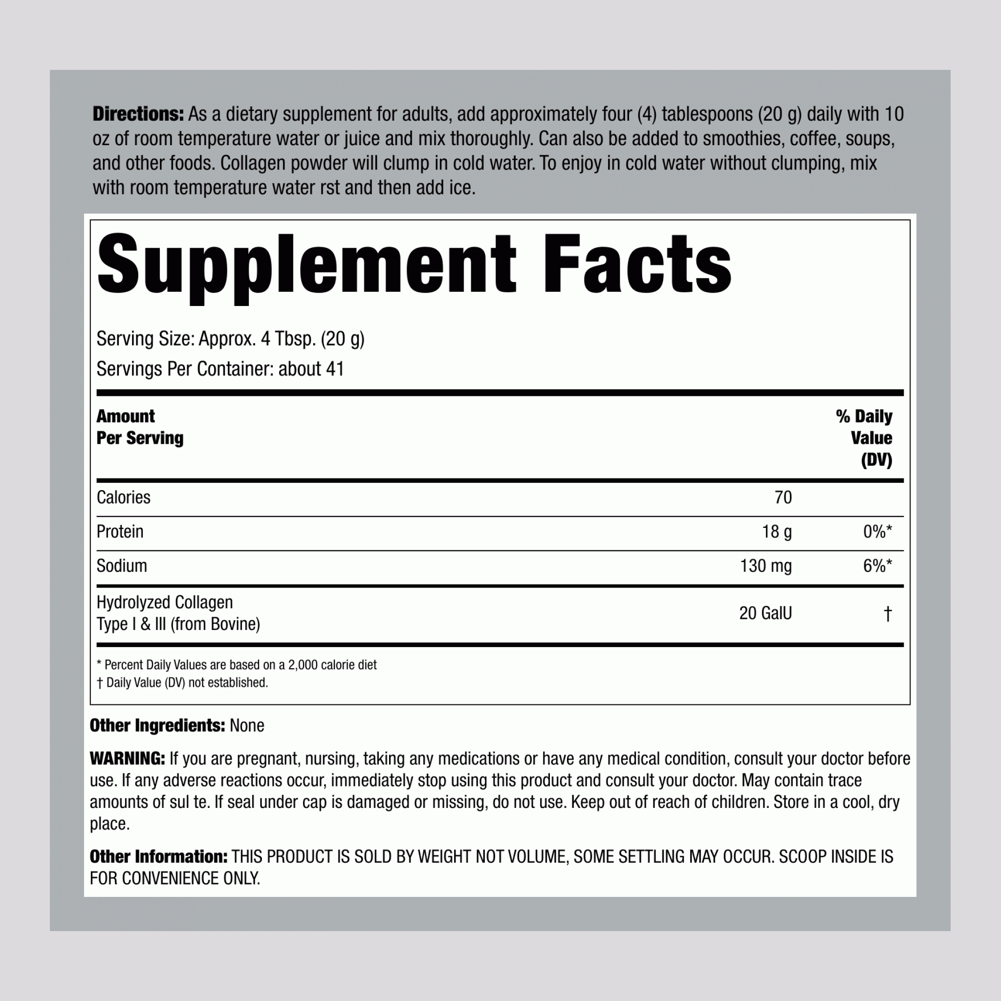 Collagen Peptides Type I & III Powder, 10 oz (283 g) Bottle
