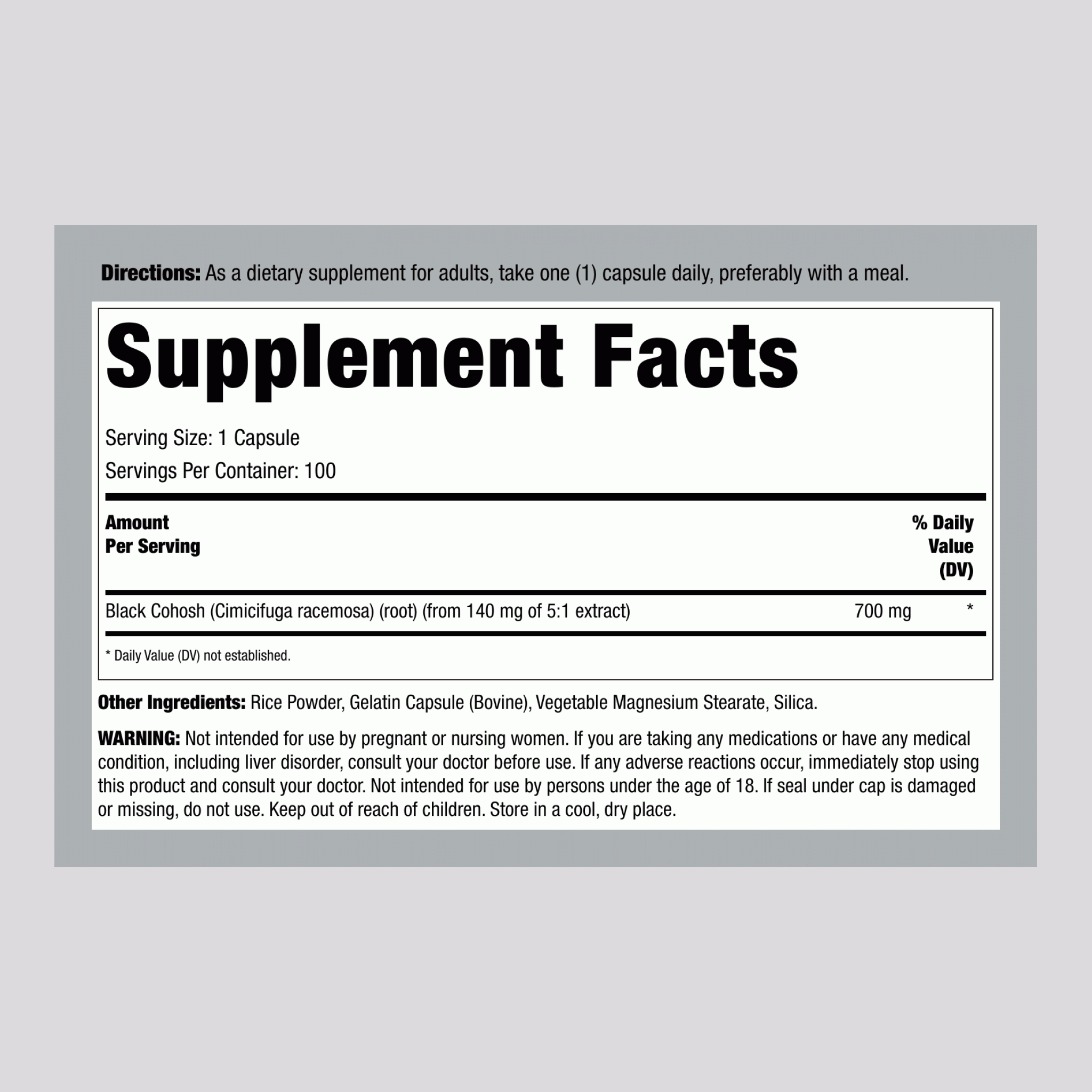 Black Cohosh, 700 mg, 100 Capsules