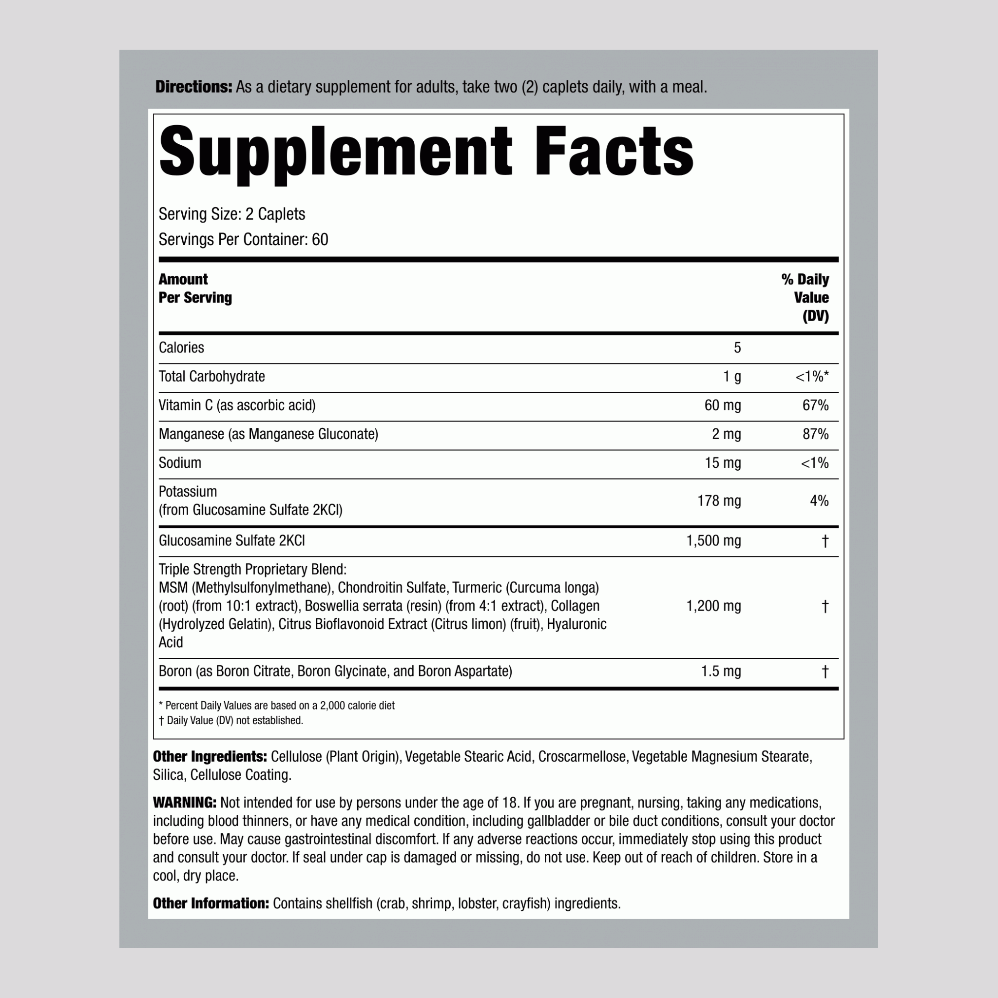 Triple Strength Glucosamine Chondroitin MSM Plus Turmeric, 120 Caplets