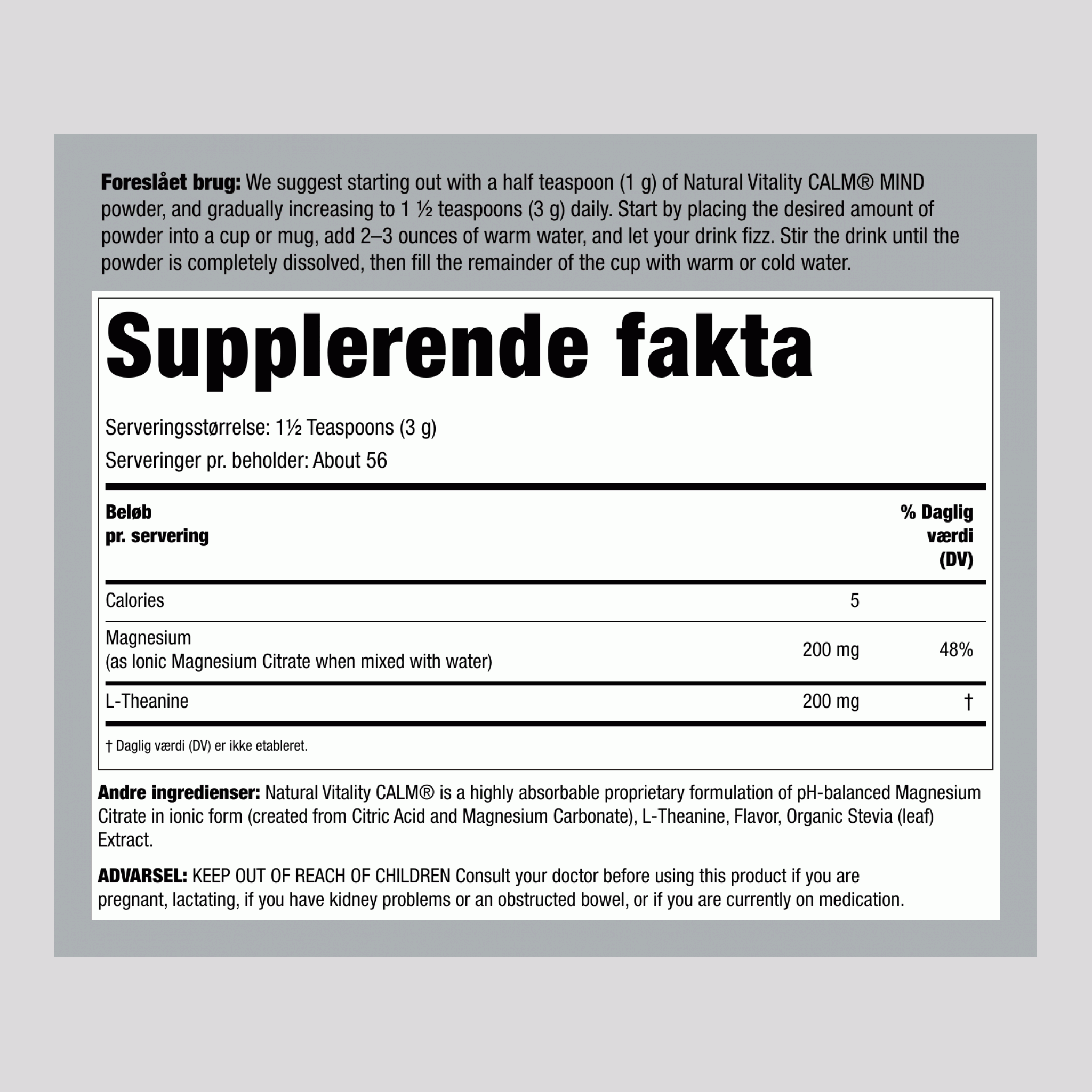 Magnesiumcitratpulver med L-Theanin (Honning Kamille), 6 oz (168 g) Flaske