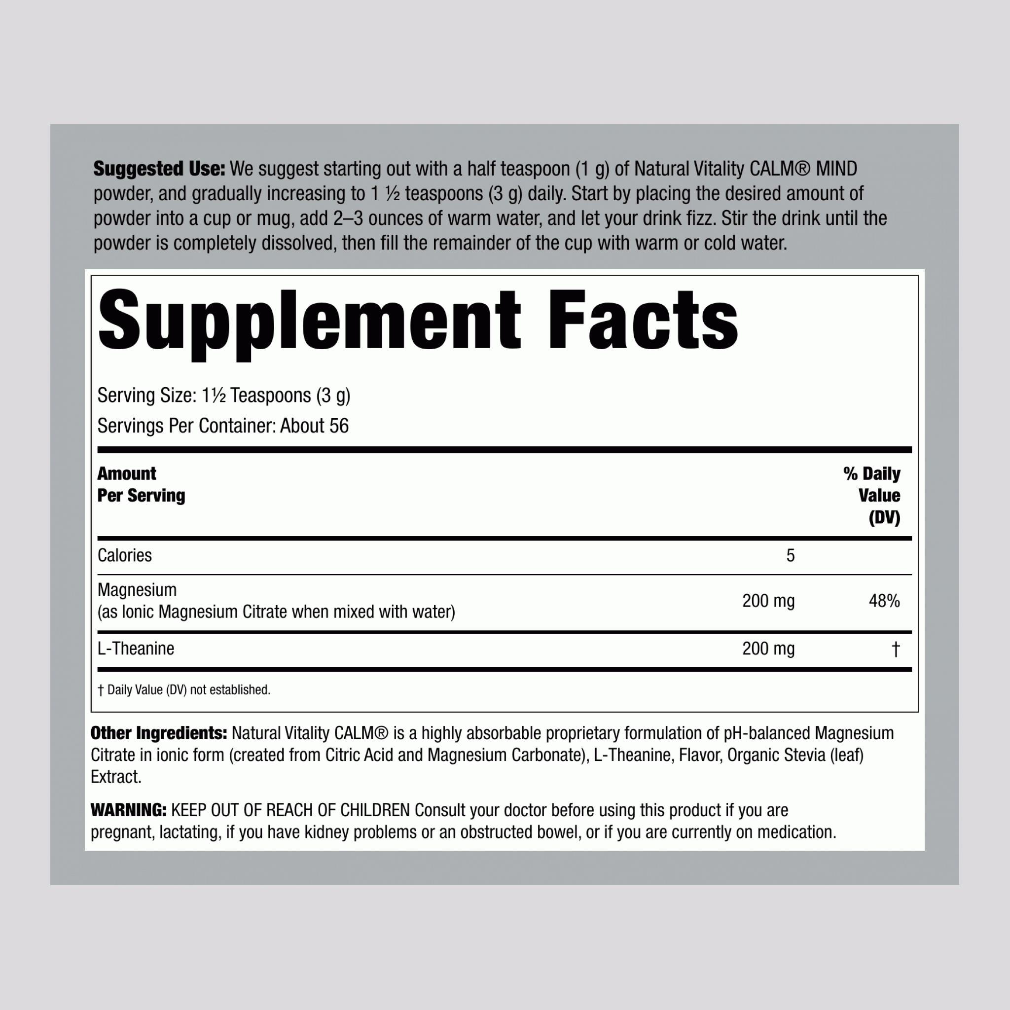 Magnesium Citrate + L-Theanine Powder, 6 oz (168 g) Bottle