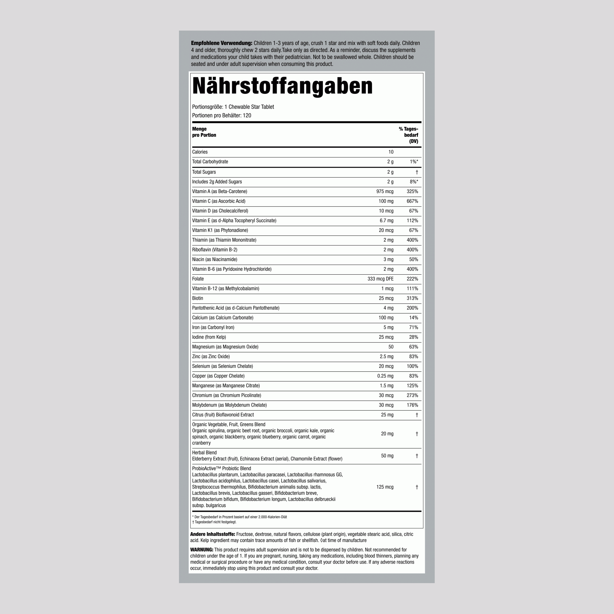 Kid's One Multivitamin (Fruchtpunsch), 120 kaubare Tabletten