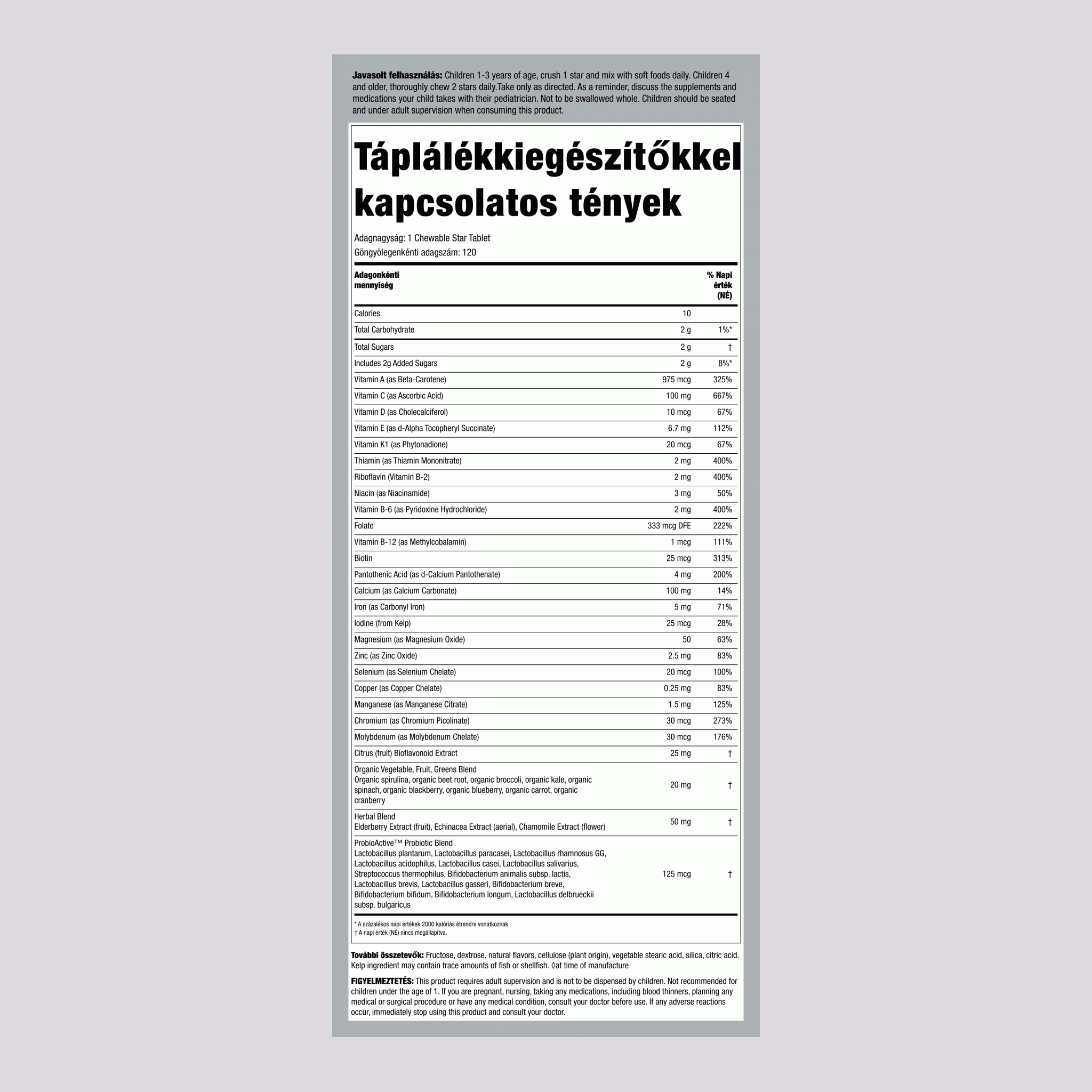 One Multivitamin gyerekeknek (gyümölcspuncs), 120 rágható tabletta