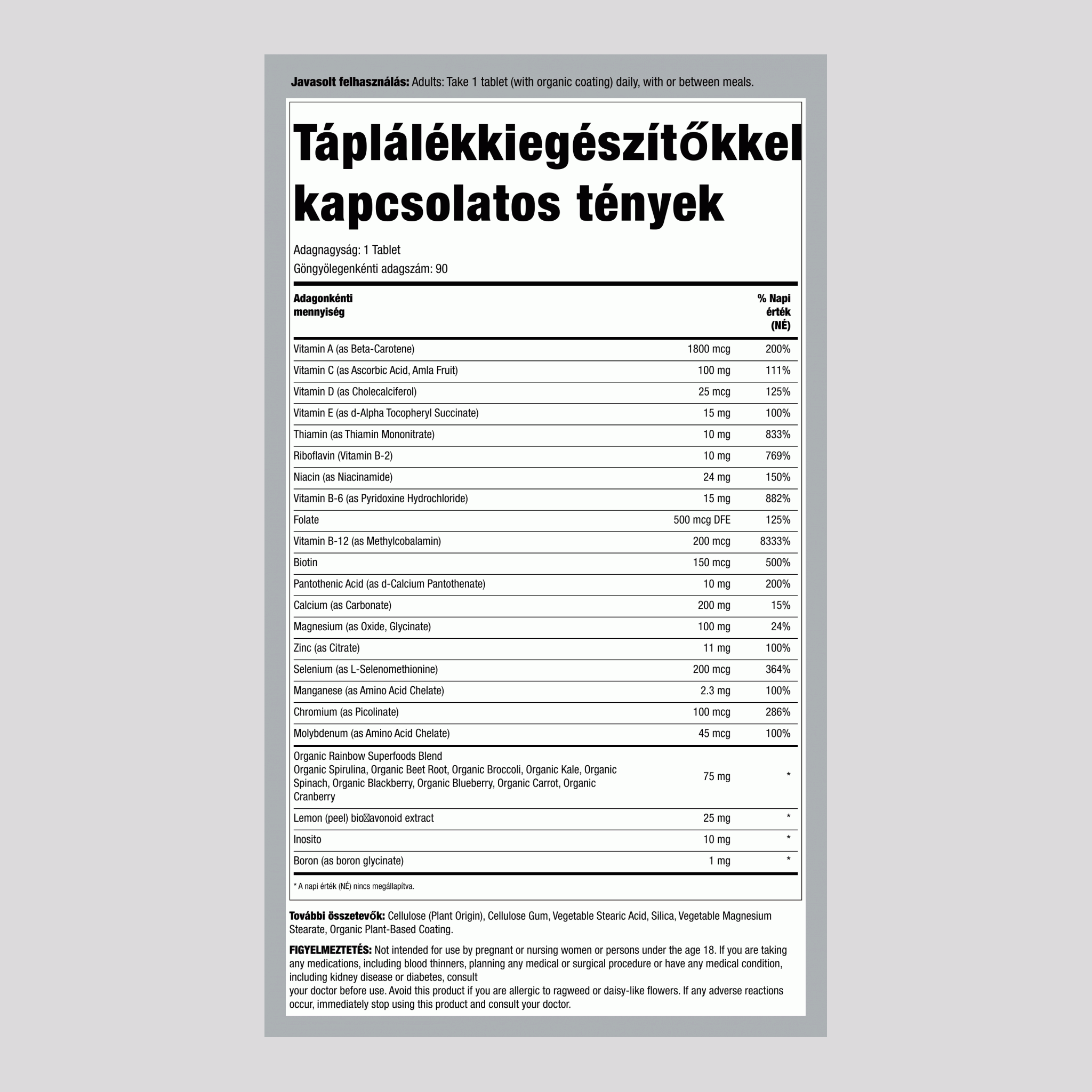 Aktív 50+ Multivitamin, 90 tabletta