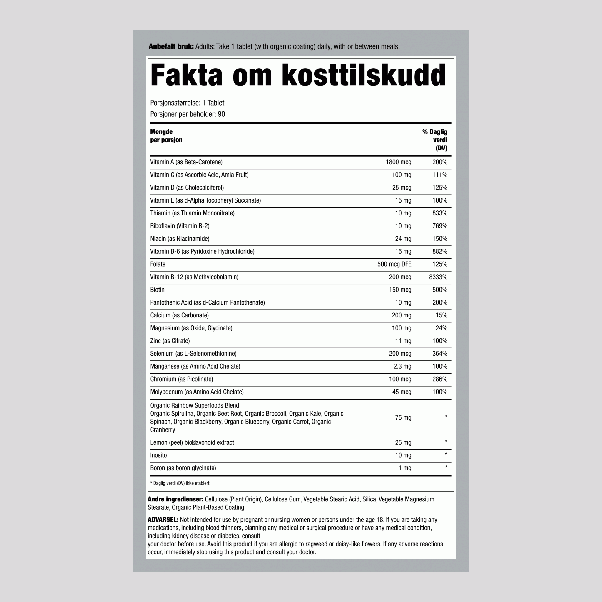 Aktiv 50+ Multivitamin, 90 Tabletter