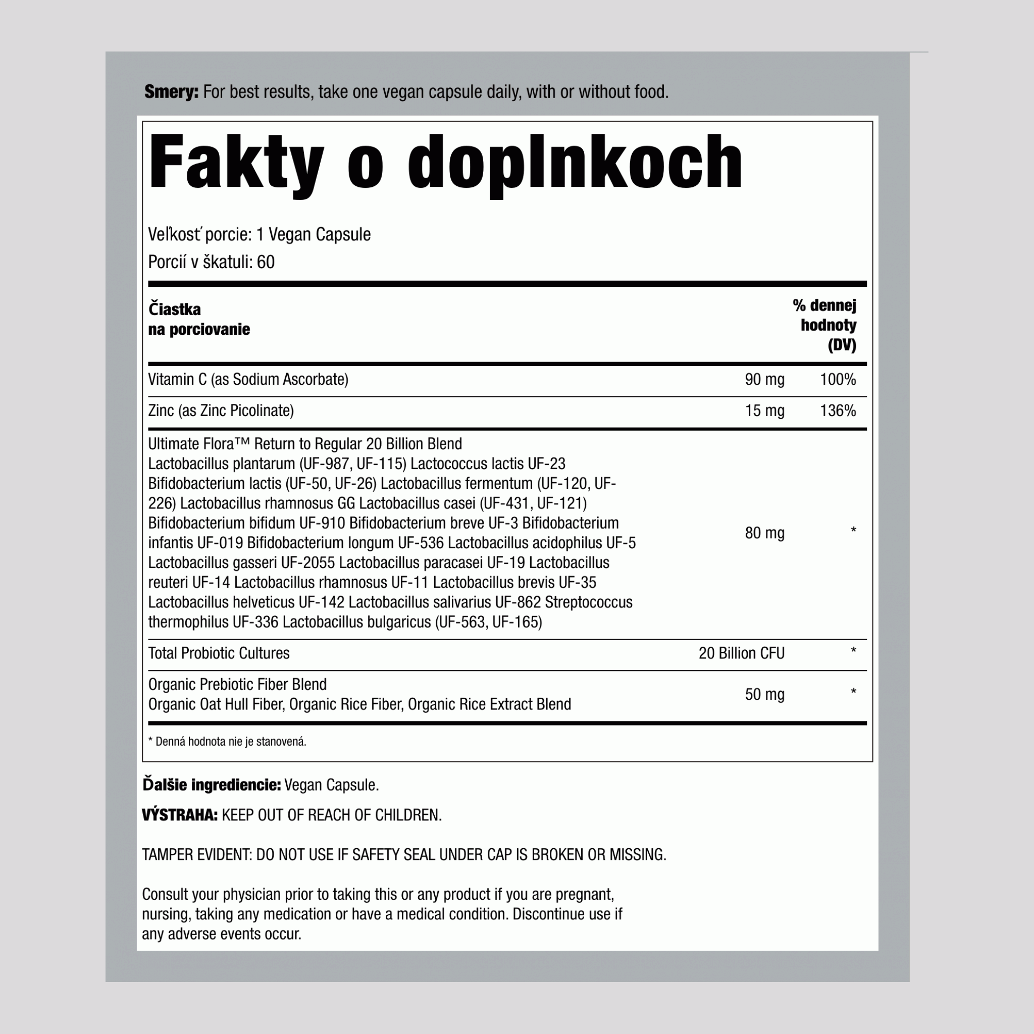 Probiotikum 20 miliárd návrat k pravidelnosti, 60 vegánskych kapsúl