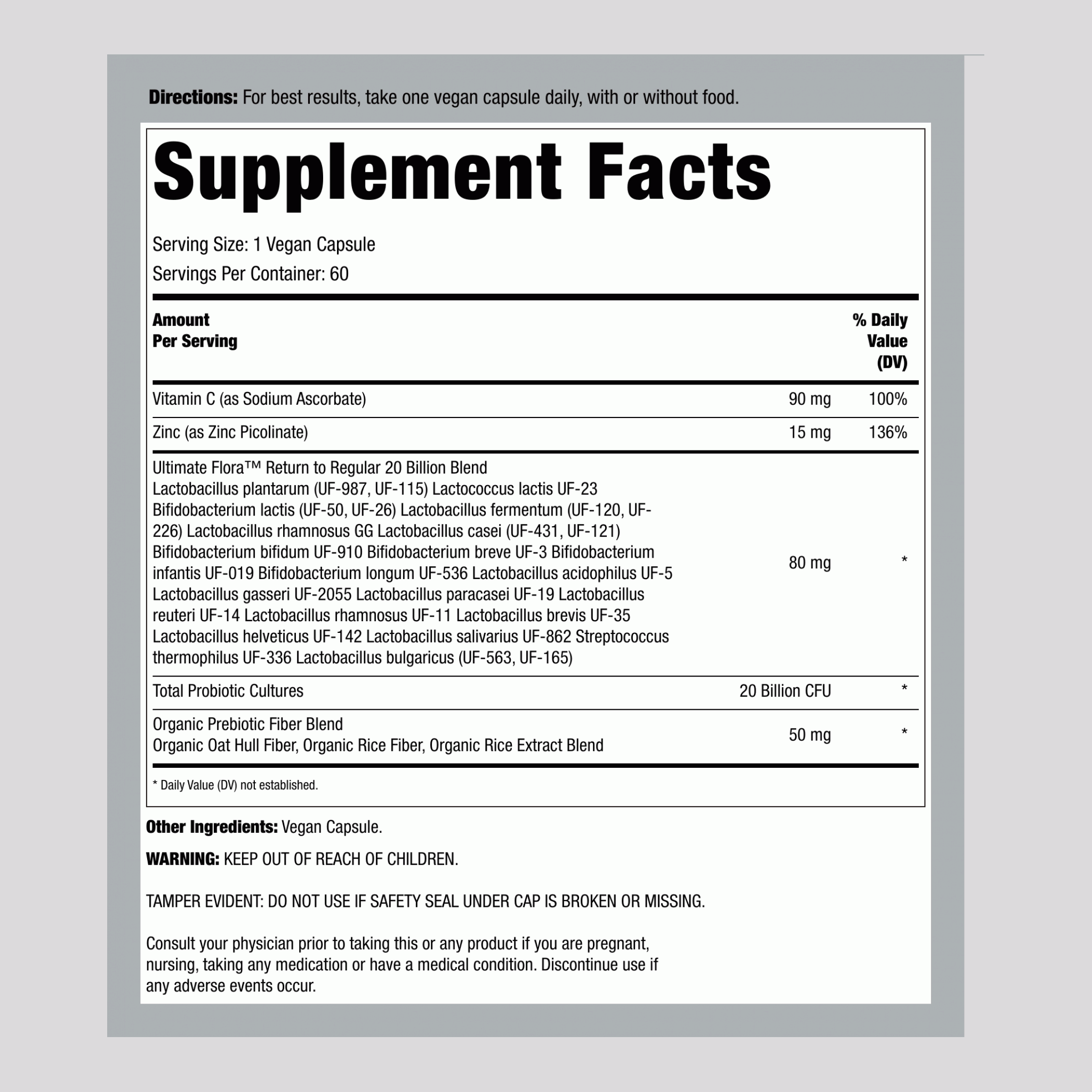 益生菌 200億 恢復規律，60粒素食膠囊