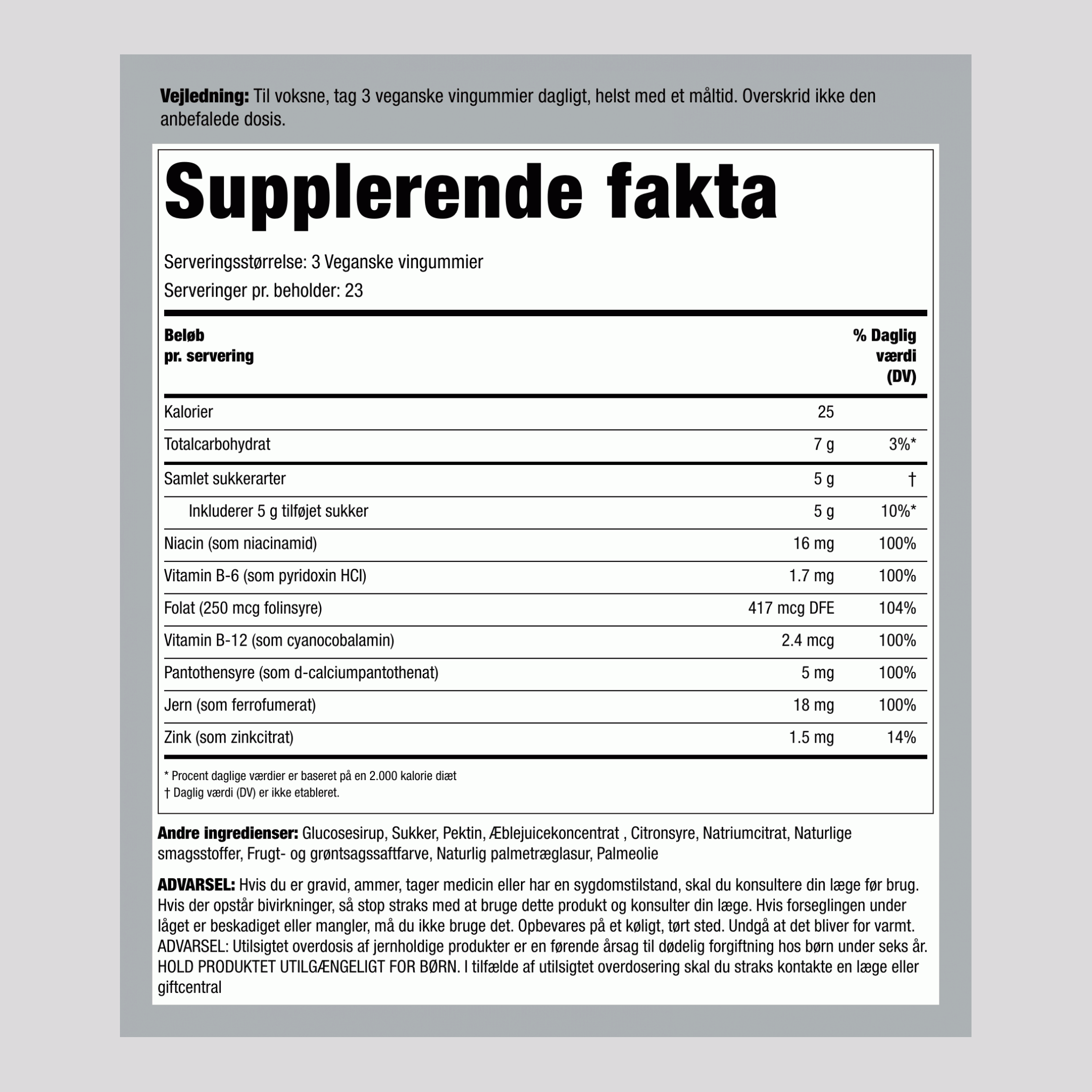 Jern + B-vitaminer & zink (druer), 150 tyggegummier