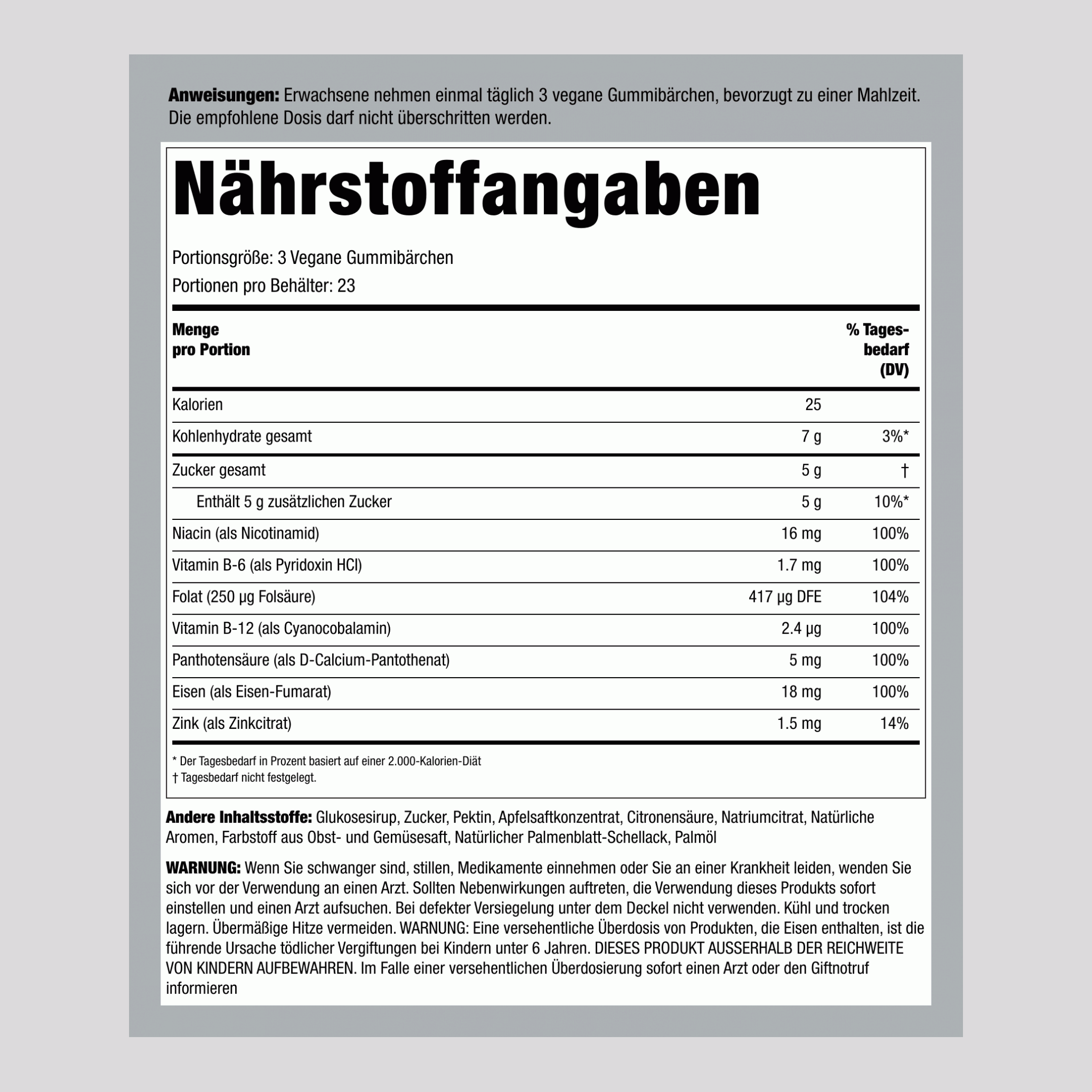 Eisen + B-Vitamine & Zink (Traube), 150 Fruchtgummis