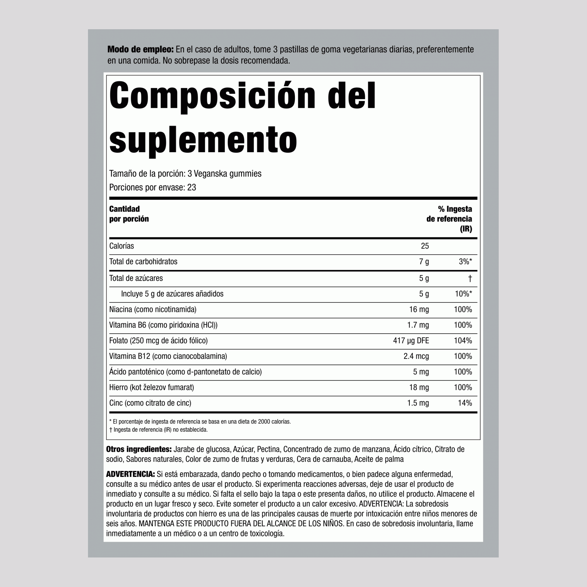 Hierro + Vitaminas B y Zinc (Uva), 150 Gomitas