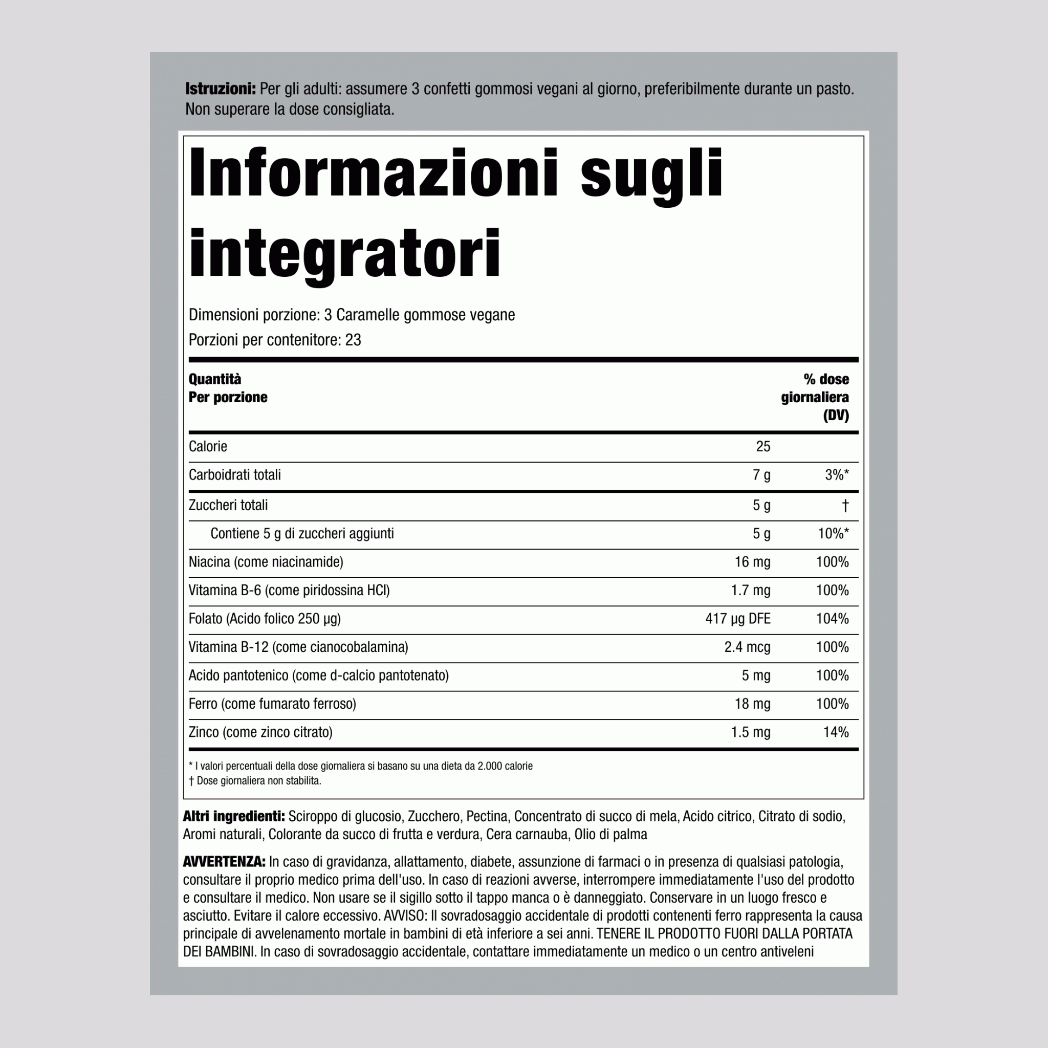Ferro + Vitamine B e Zinco (Uva), 150 Gommose