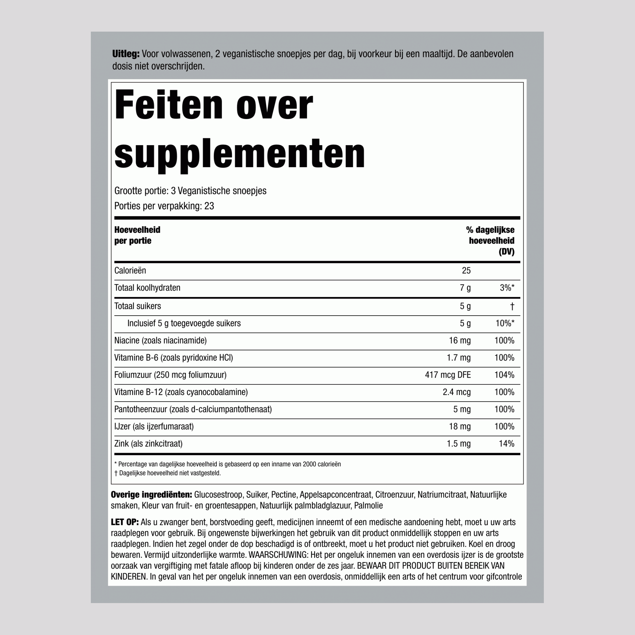 IJzer + B-vitaminen & Zink (Druif), 150 Gummies