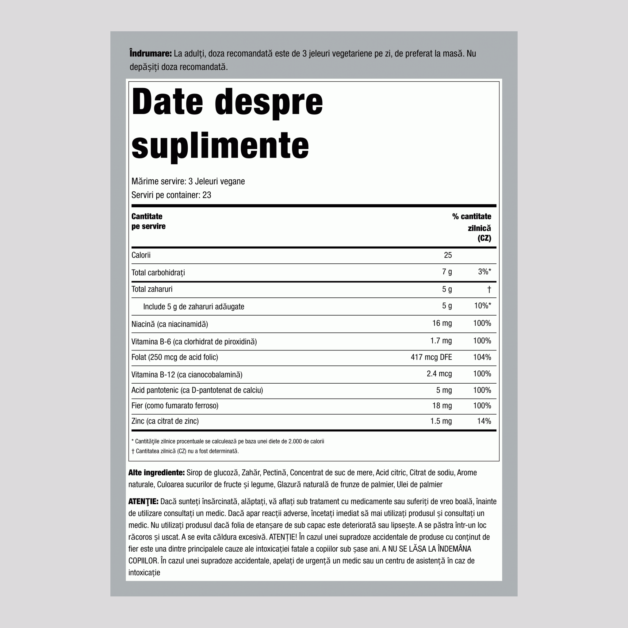 Fier + Vitamine B & Zinc (Strugure), 150 Jeleuri