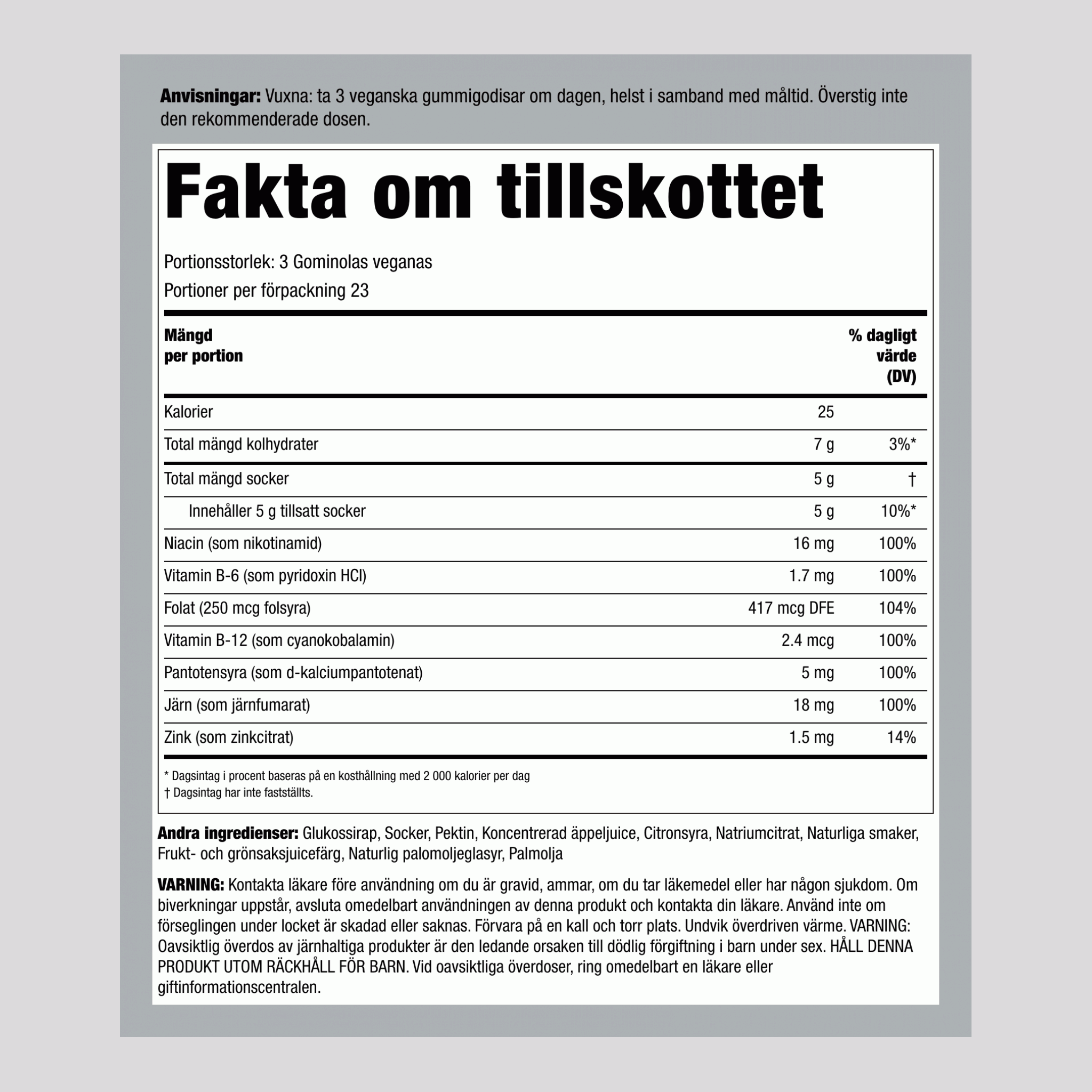 Järn + B-vitaminer & Zink (Druva), 150 Gummies