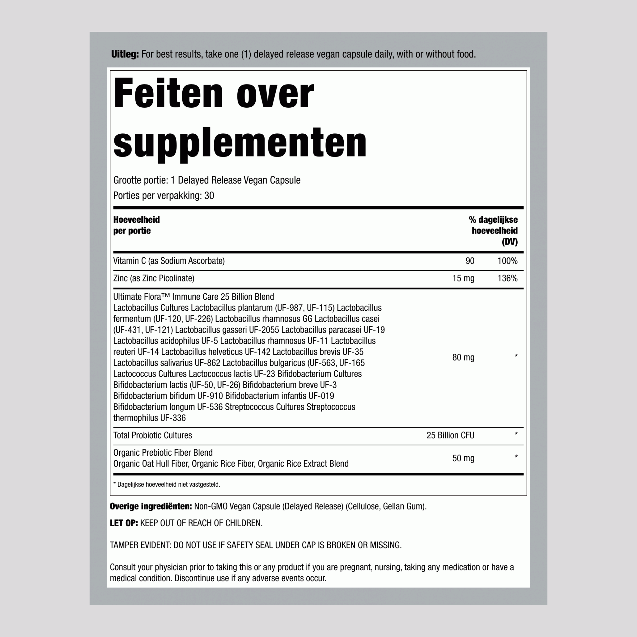 Probiotic, 25 Miljard CFU, 30 Vertragingrelease Veganistische Capsules