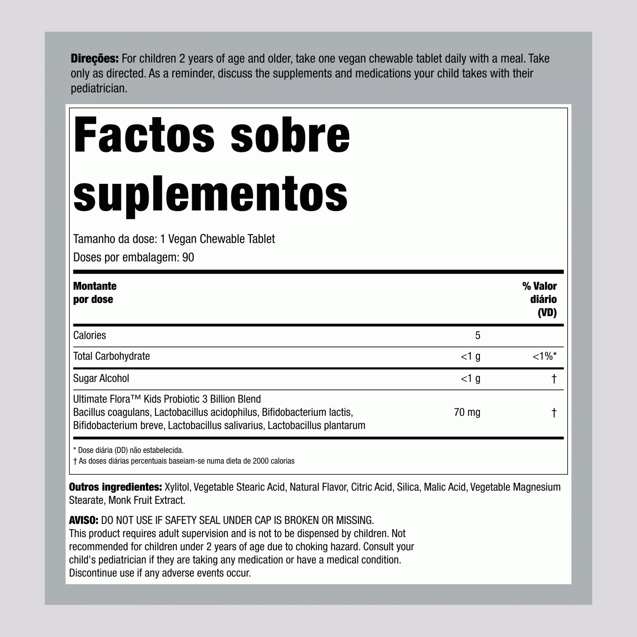 Probiótico Infantil 6 Cepas (Sabor Frutas Vermelhas), 90 Comprimidos Mastigáveis