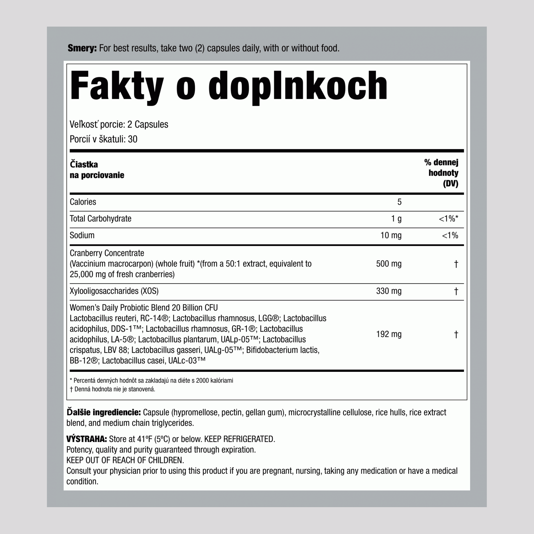 Dámsky probiotik 10 kmeňov 20 miliárd organizmov plus brusnica, 60 vegetariánskych kapsúl