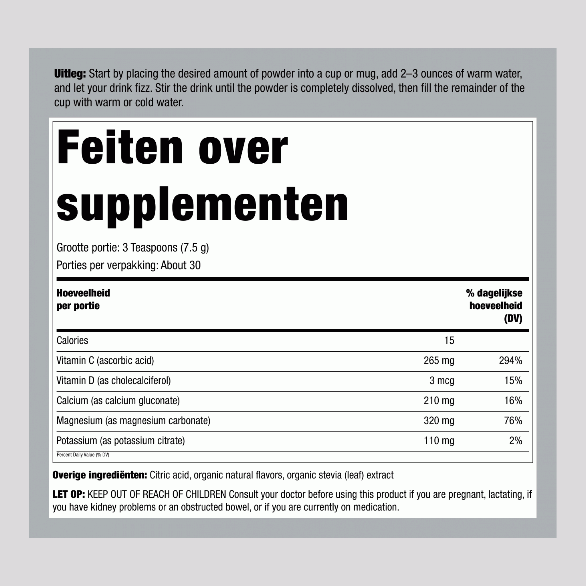 Magnesiumcitraat Kalmerend Poeder (Framboos-Citroen), 8 oz (226 g) Fles