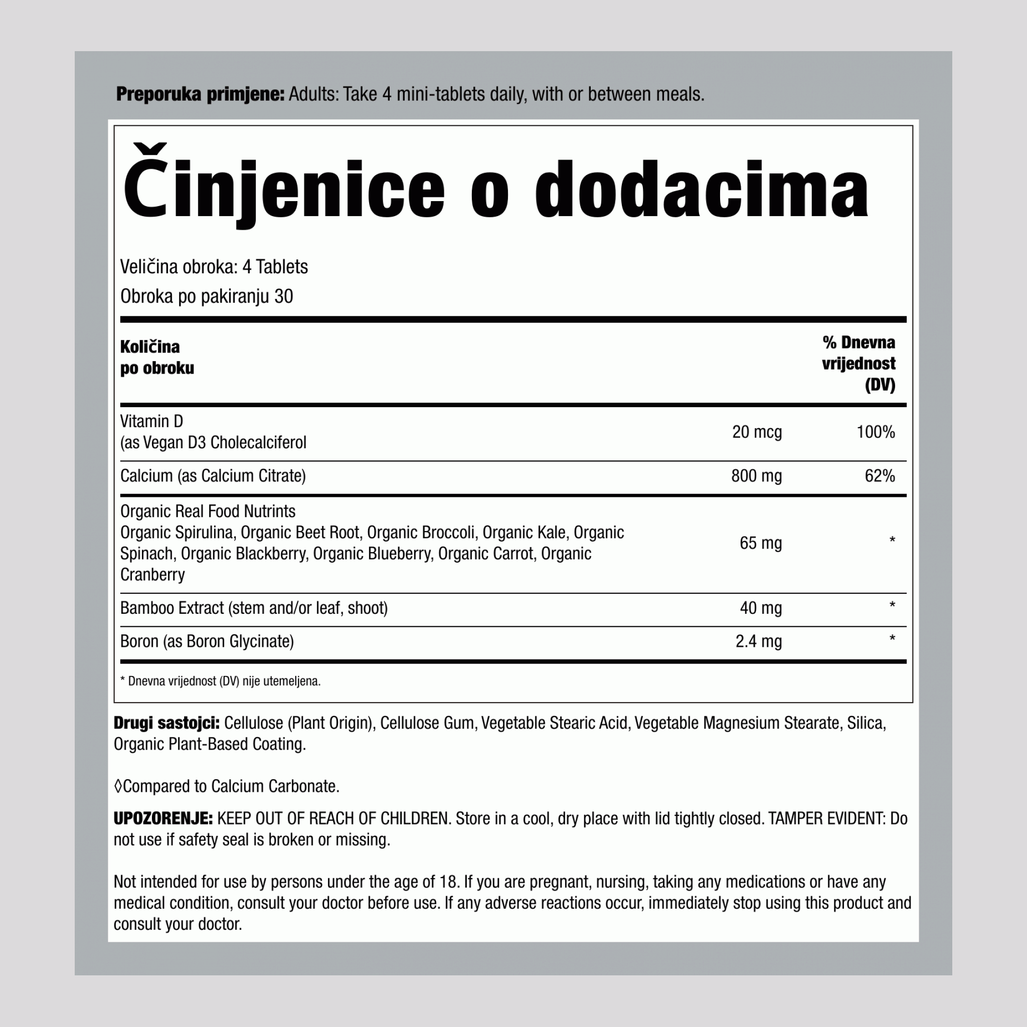 Kalcijev citrat mini-tablete, 120 tableta