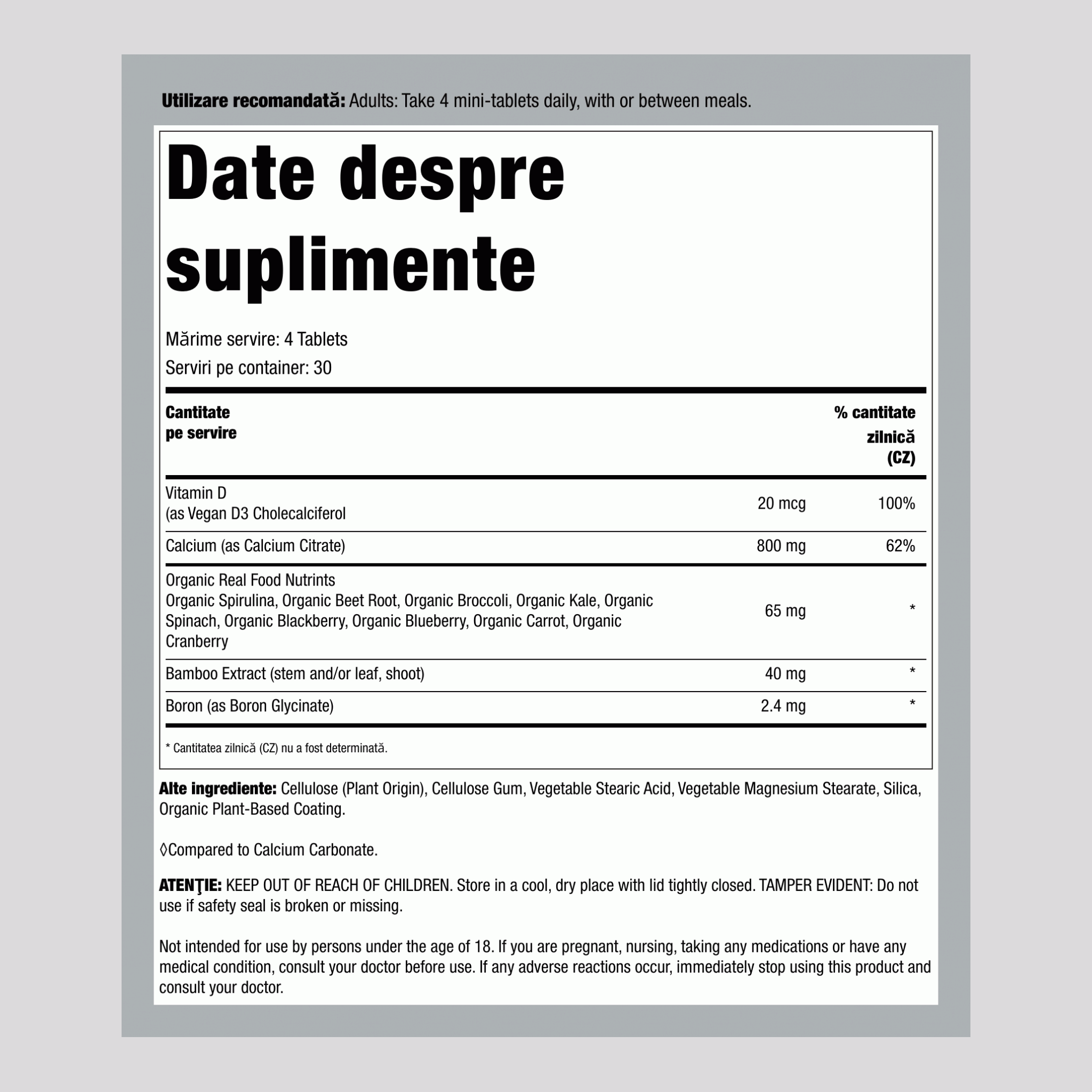 Tablete Mini Calcium Citrat, 120 Tablete