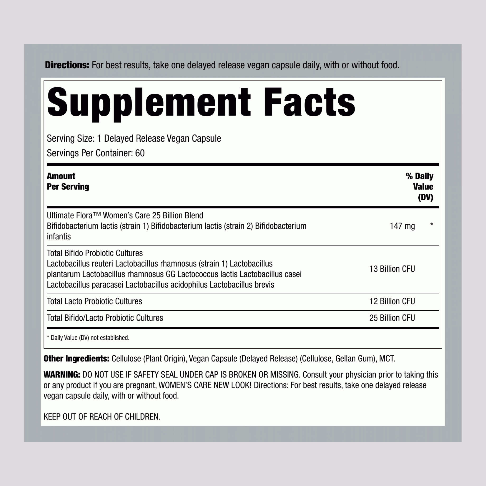 女性益生菌與益生元 250 億 CFU，60 粒延遲釋放素食膠囊