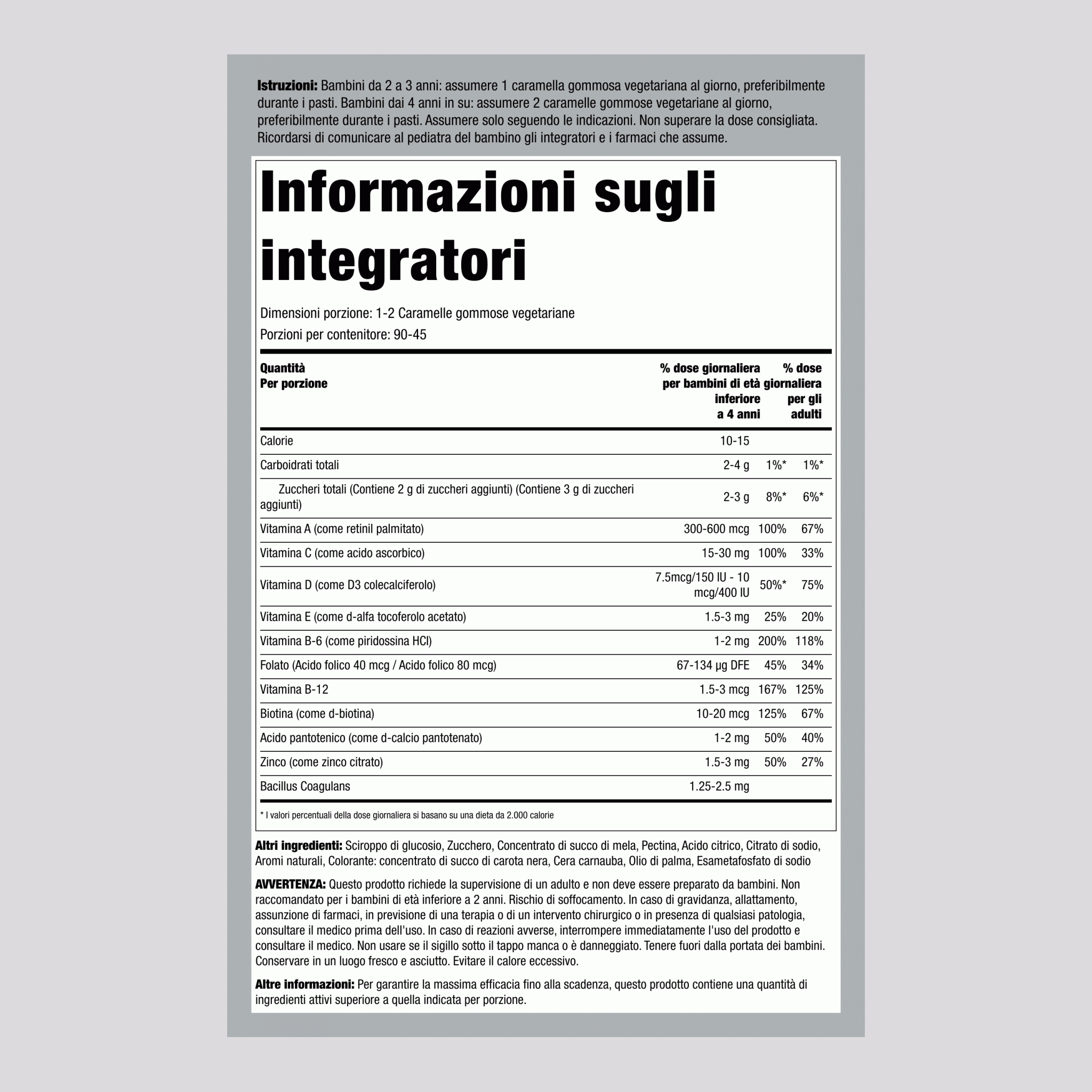 Multivitaminico + Probiotico per Bambini (Delizioso Punch ai Frutti di Bosco), 28 Caramelle Gommose