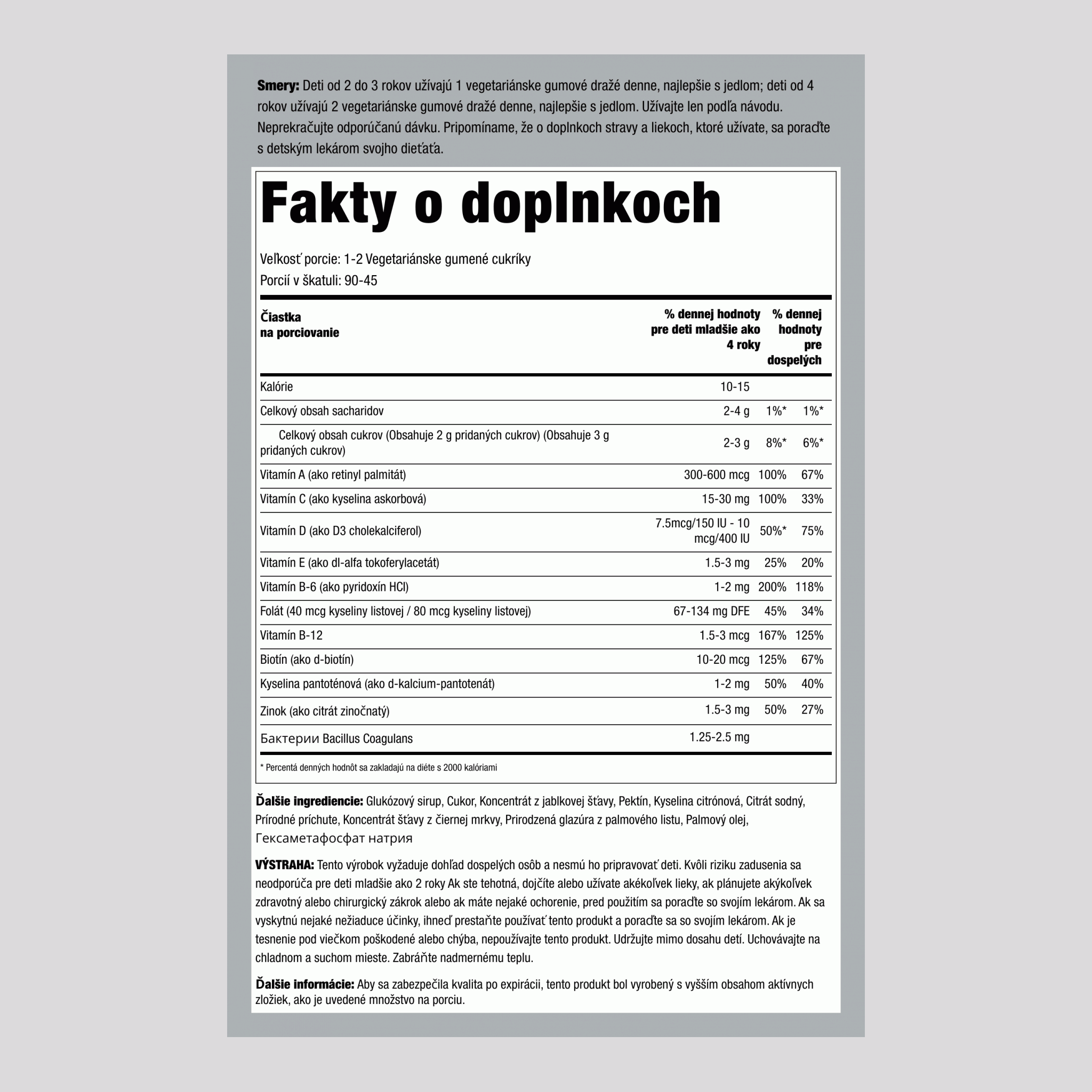 Detský multivitamín + probiotikum (lahodný bobuľový punč), 28 gumených cukríkov
