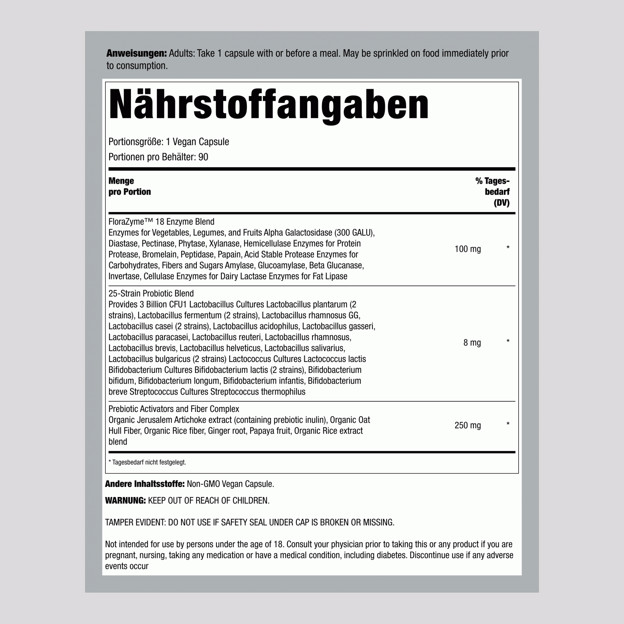 Verdauungsenzyme, 90 vegane Kapseln