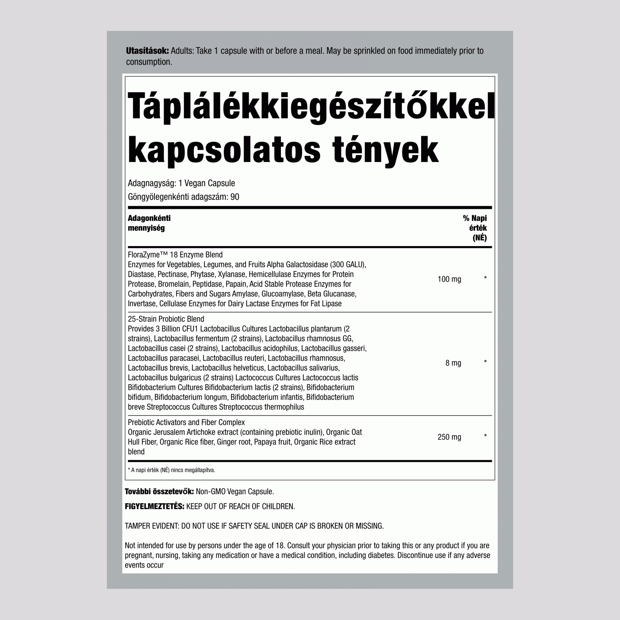Emésztő Enzimek, 90 Vegán Kapszula