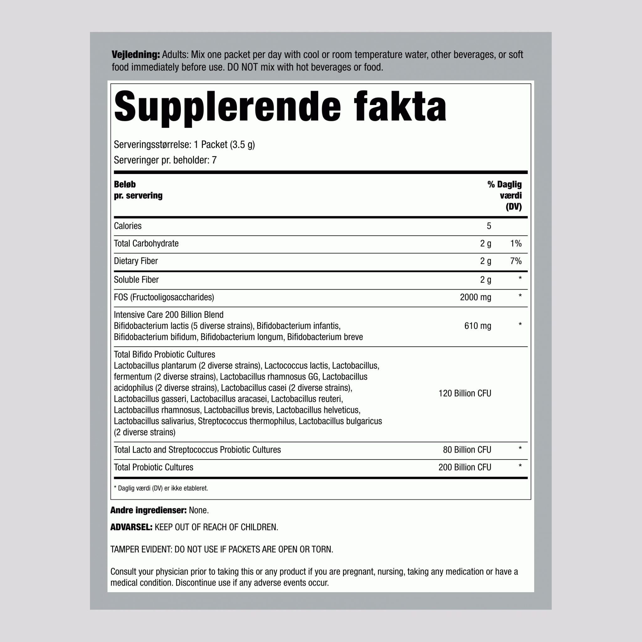 Probiotika, 200 Milliarder CFU, 7 Pakker