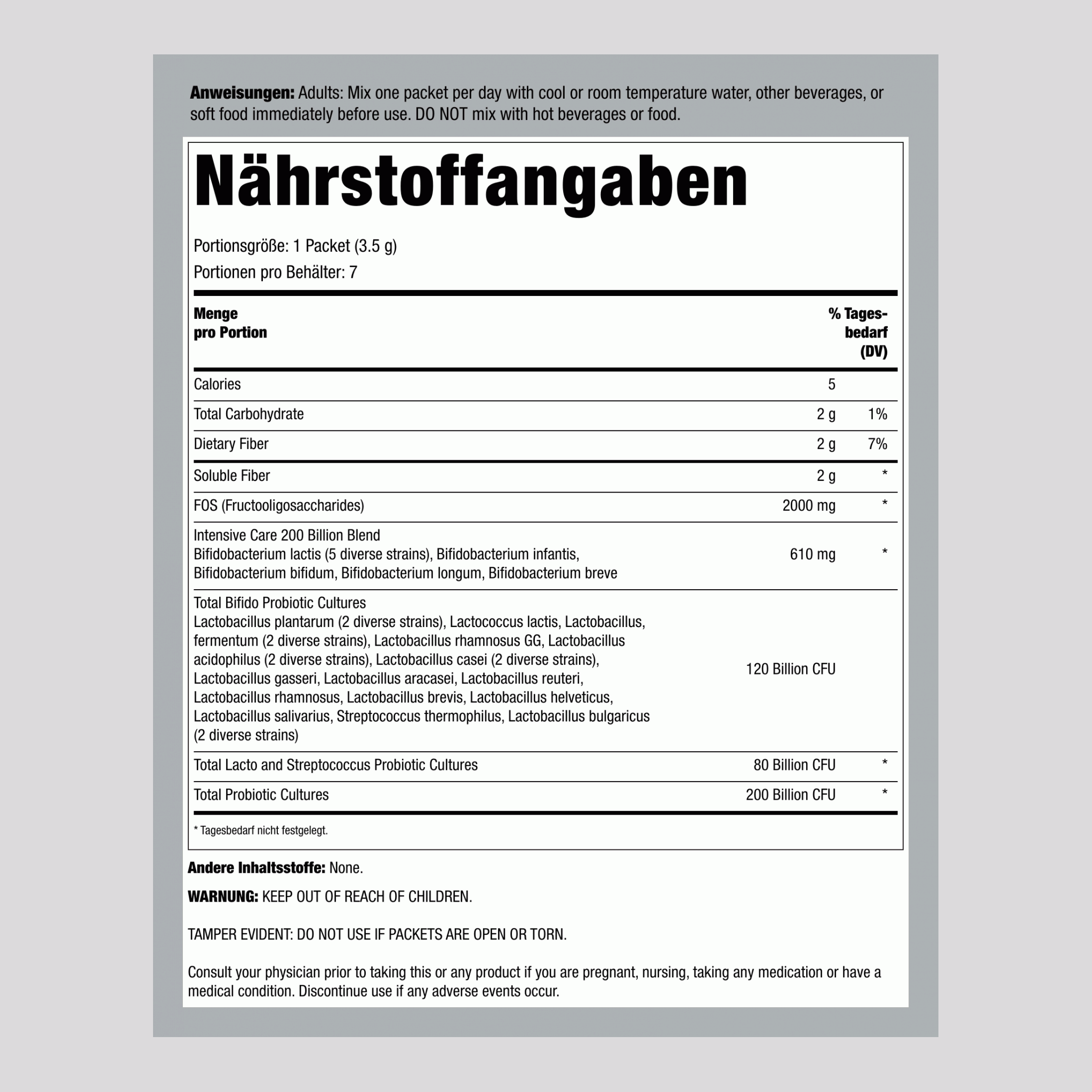 Probiotikum, 200 Milliarden KBE, 7 Päckchen