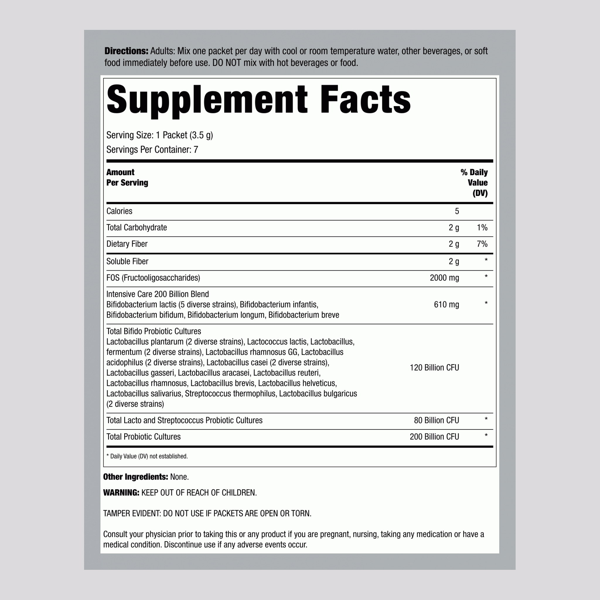 Probiotic, 200 Billion CFU, 7 Packets
