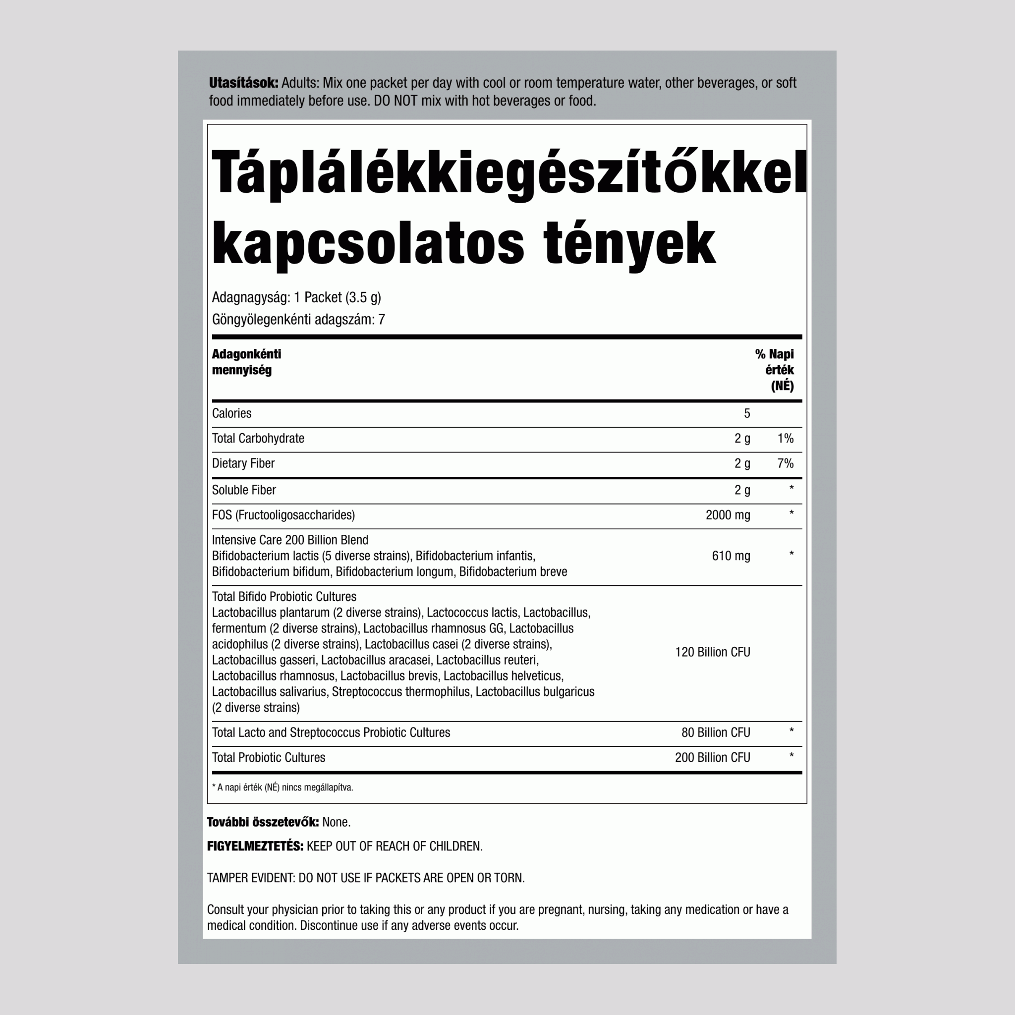 Probiotikum, 200 milliárd CFU, 7 tasak