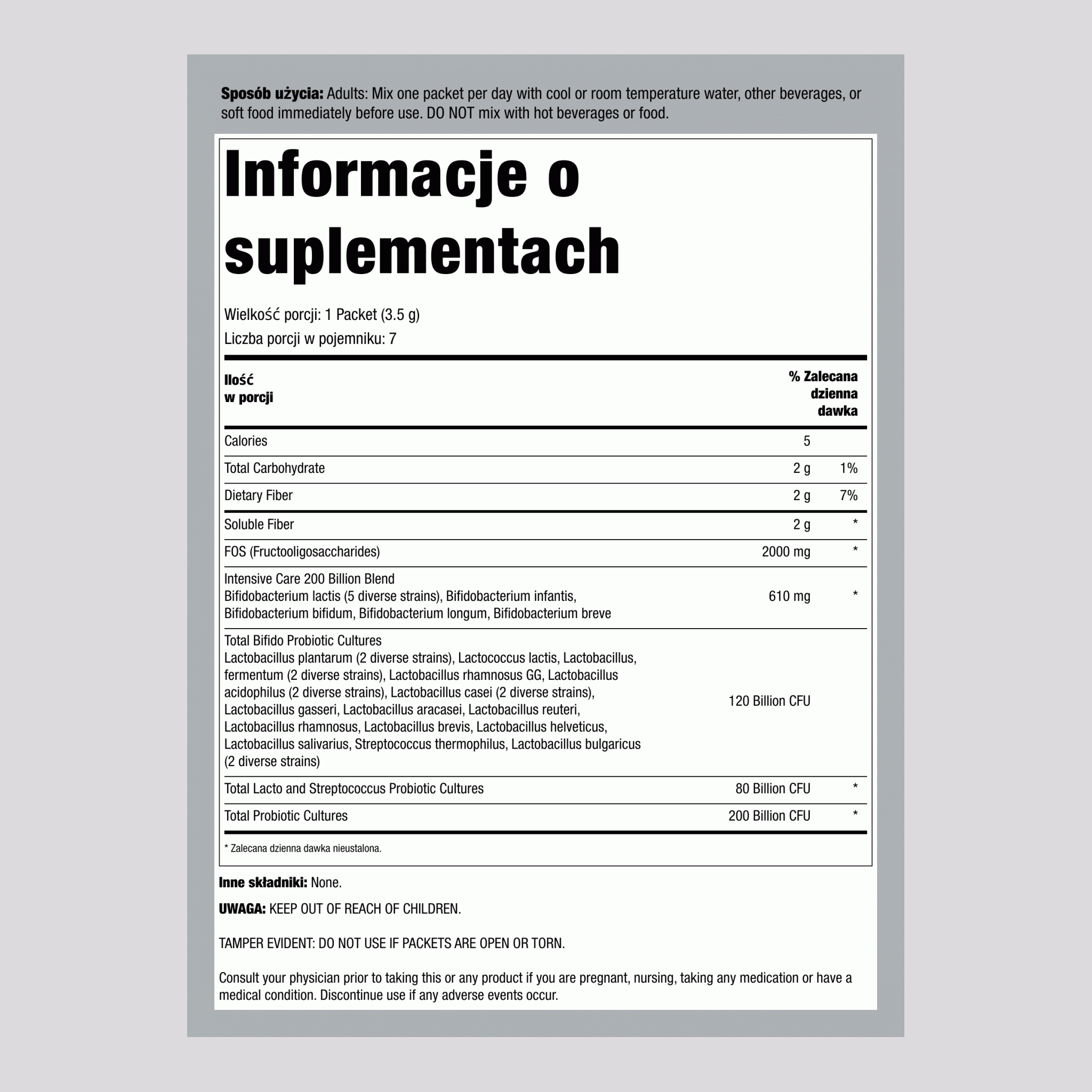 Probiotyk, 200 miliardów CFU, 7 saszetek