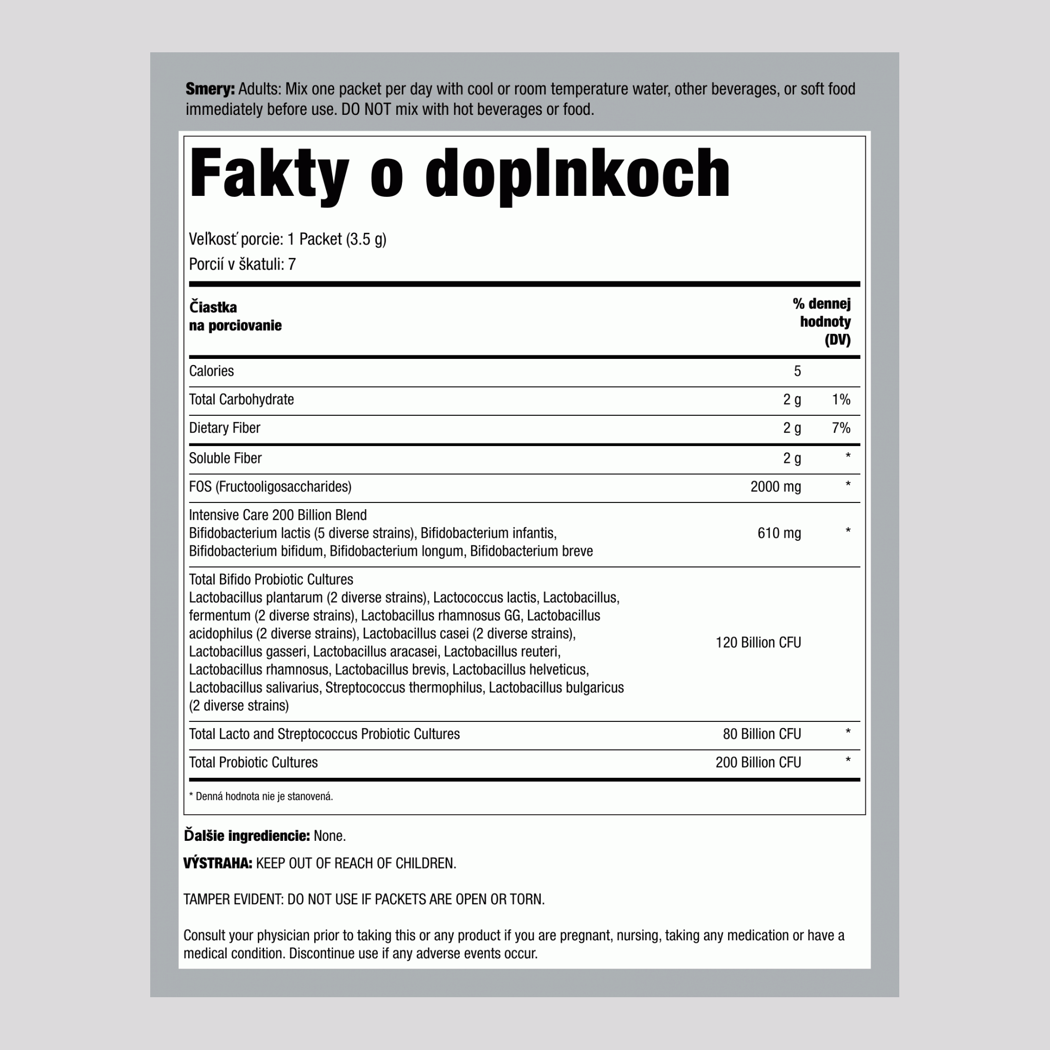 Probiotik, 200 miliárd CFU, 7 sáčkov